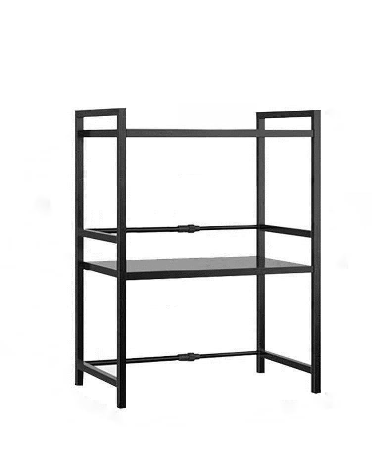 TRUCART Adjustable Metal Kitchen Rack with Hooks and Shelves, Black Storage NEW