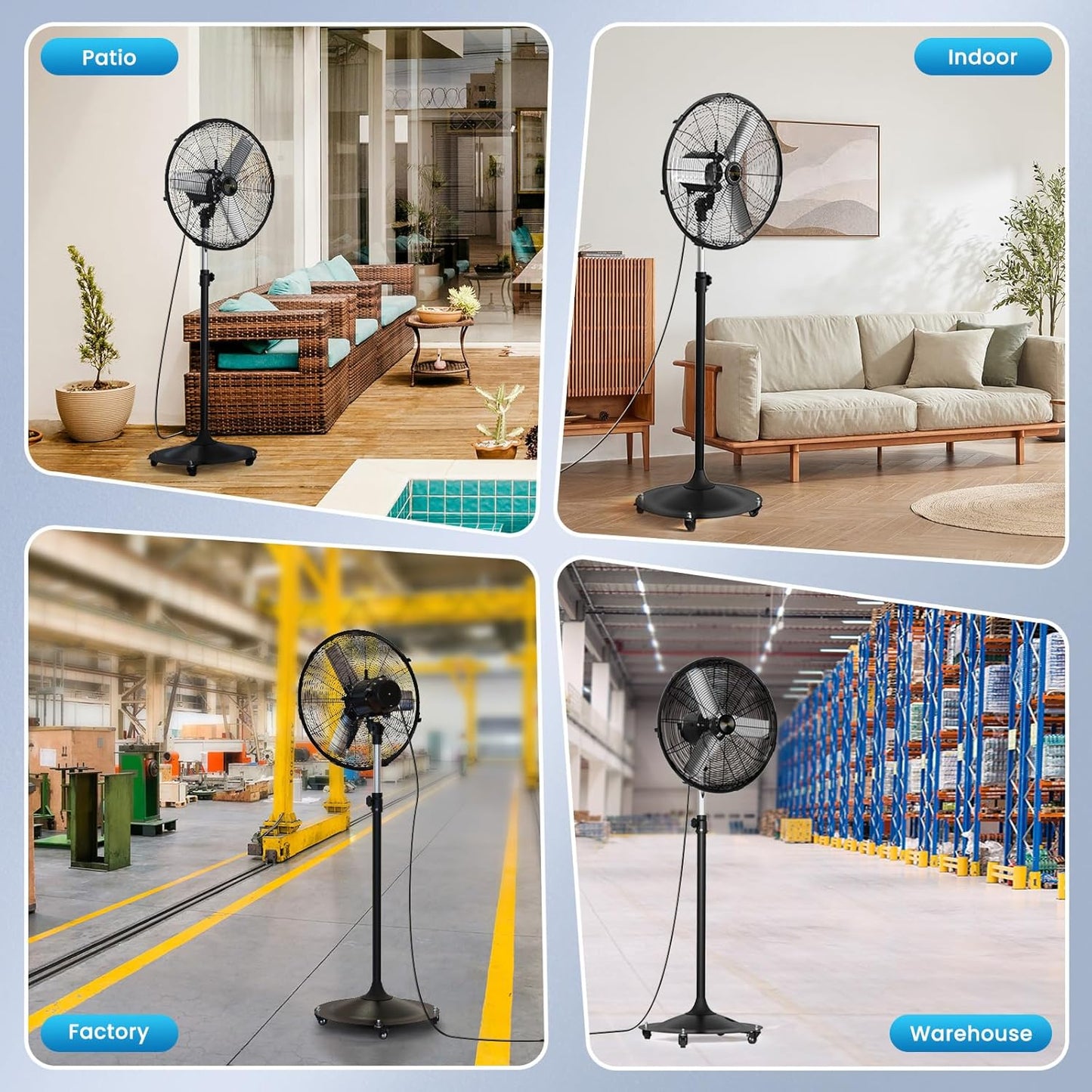 AVUXOR 50cm Oscillating Pedestal Fan with Remote 4 Speed Energy Saving NEW