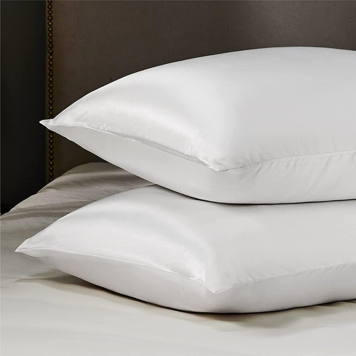 SANOOR Soft Pillowcases Breathable Smooth Silk Pillowcase Set White NEW