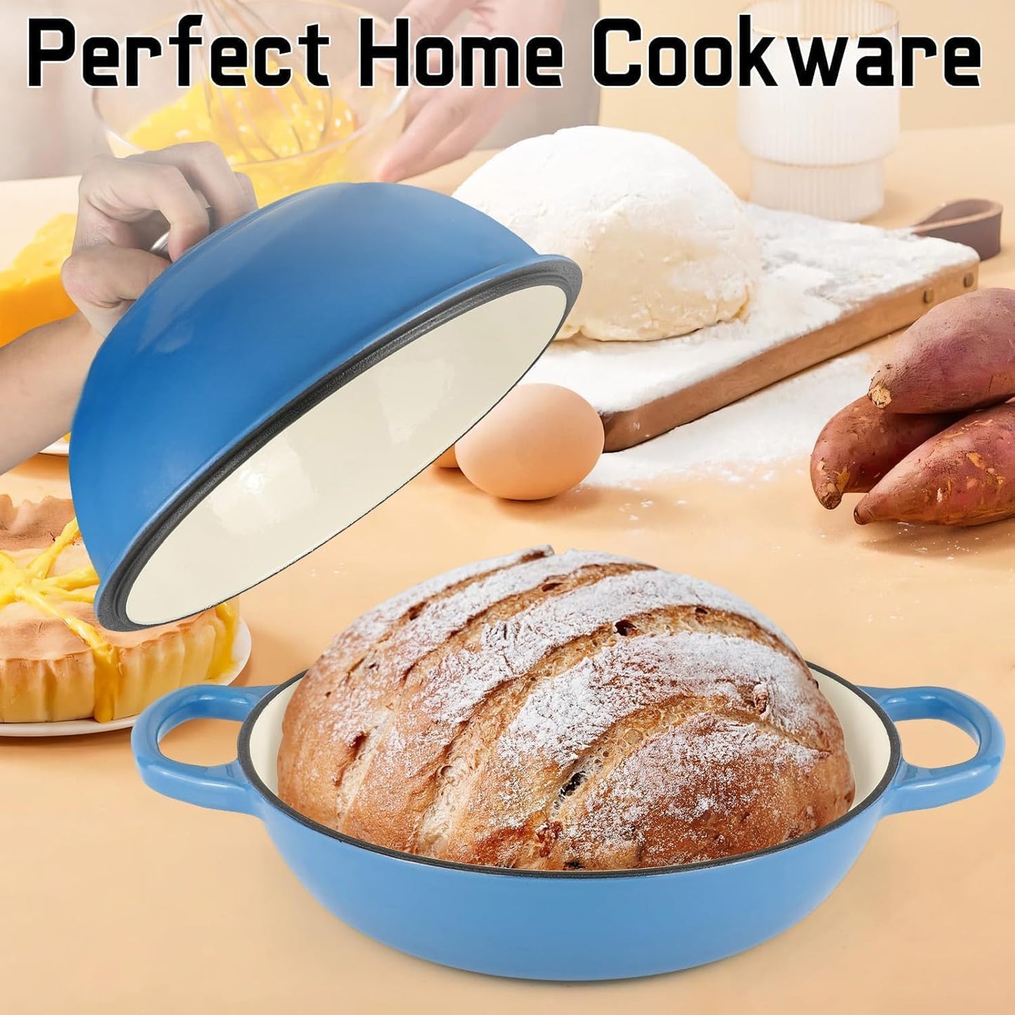 Quintin 6 Dutch Ovens Quart Enameled Cast Iron Dutch Oven Pot with Lid, NEW