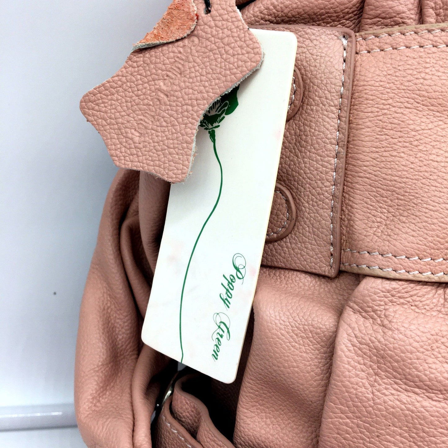 Poppy Green Womens Blush Pink Buckle Feature Leather Shoulder Bag NEW