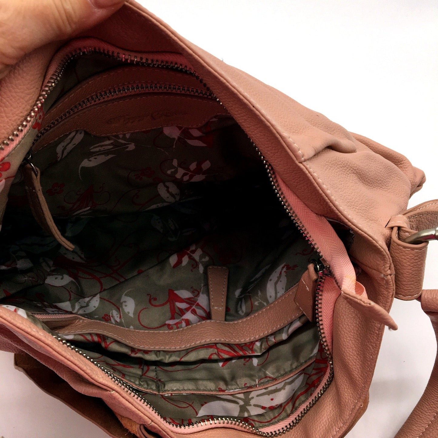 Poppy Green Womens Leather Hobo Handbag Blush Pink Stylish Versatile Bag NEW