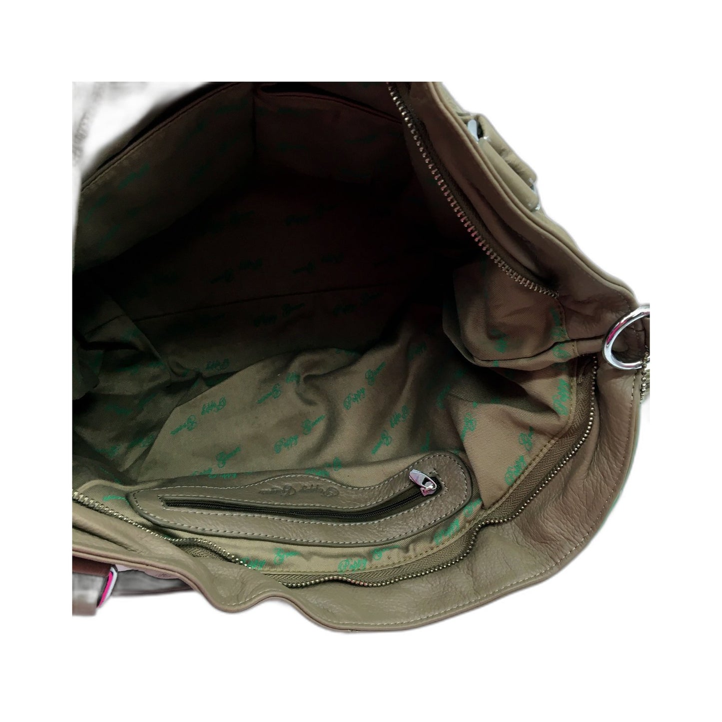 Poppy Green Womens Leather Handbag Brownish Grey Tote Hobo Everyday Bag NEW