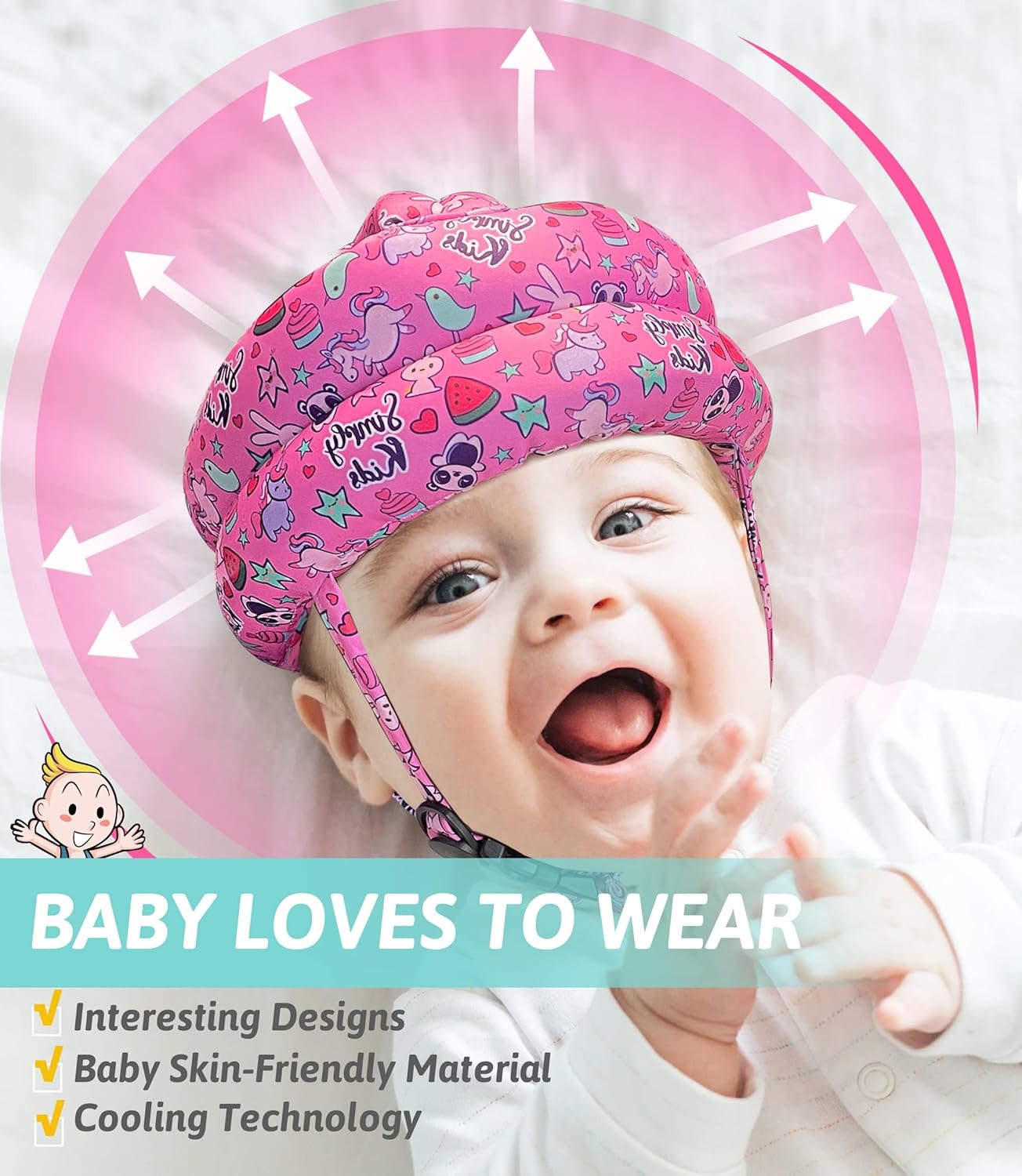Simply Kids Safety Harnesses Baby Grey Fox & Owl Head Protector Soft 6-24m NEW