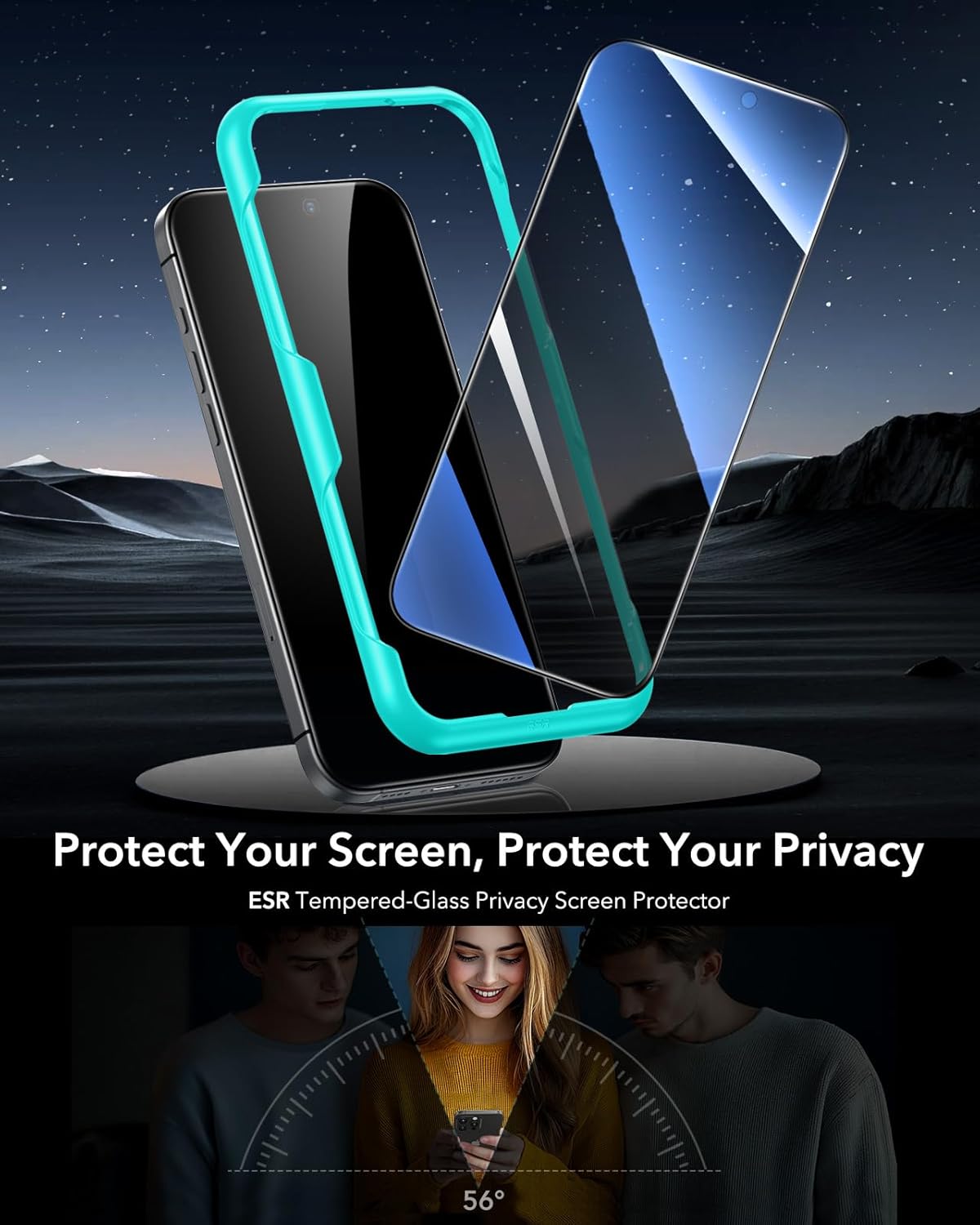 ESR Privacy Screen Protectors Anti-spy Tempered Glass for iPhone 16 Pro Max NEW