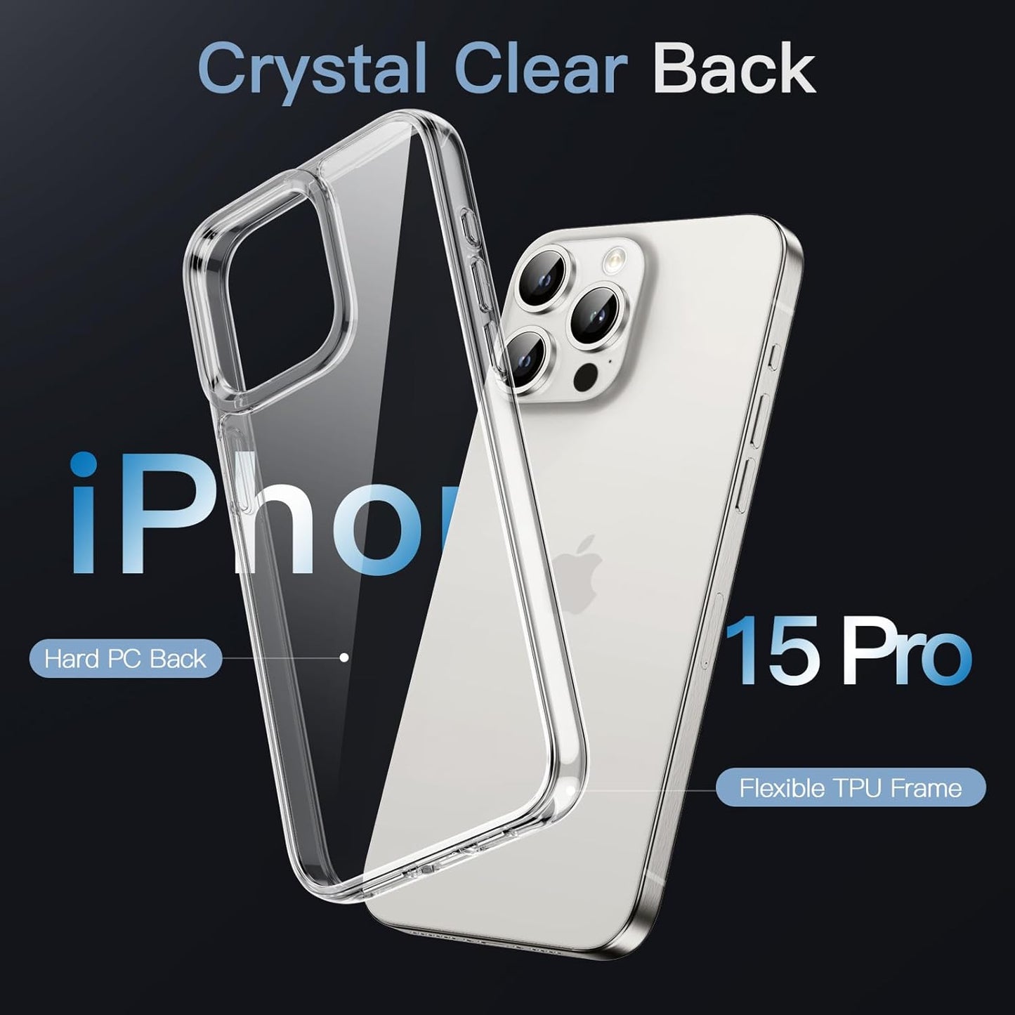 JETech Basic Cases for iPhone 15 Pro 6.1-Inch Non-Yellowing Shockproof NEW