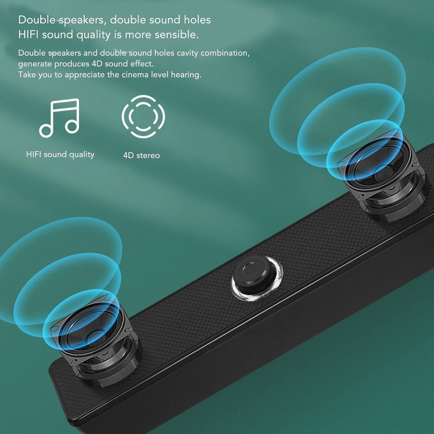 GOWENIC USB Wired Stereo PC Speakers with Volume Control Knob for Desktop NEW