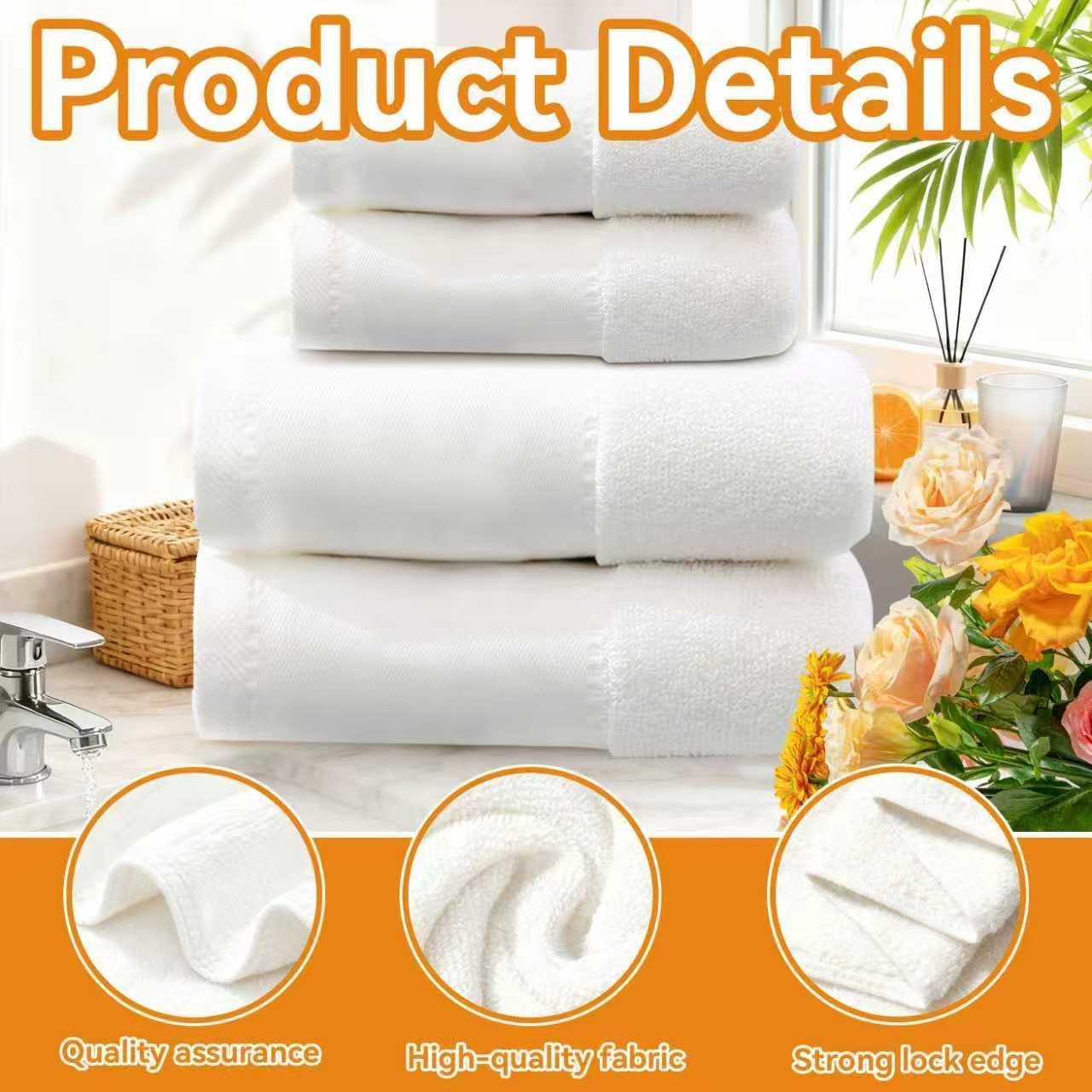 ZH CAHA Towel Set 4Pc Super Soft 450GSM Cotton Highly Absorbent Quick Drying NEW