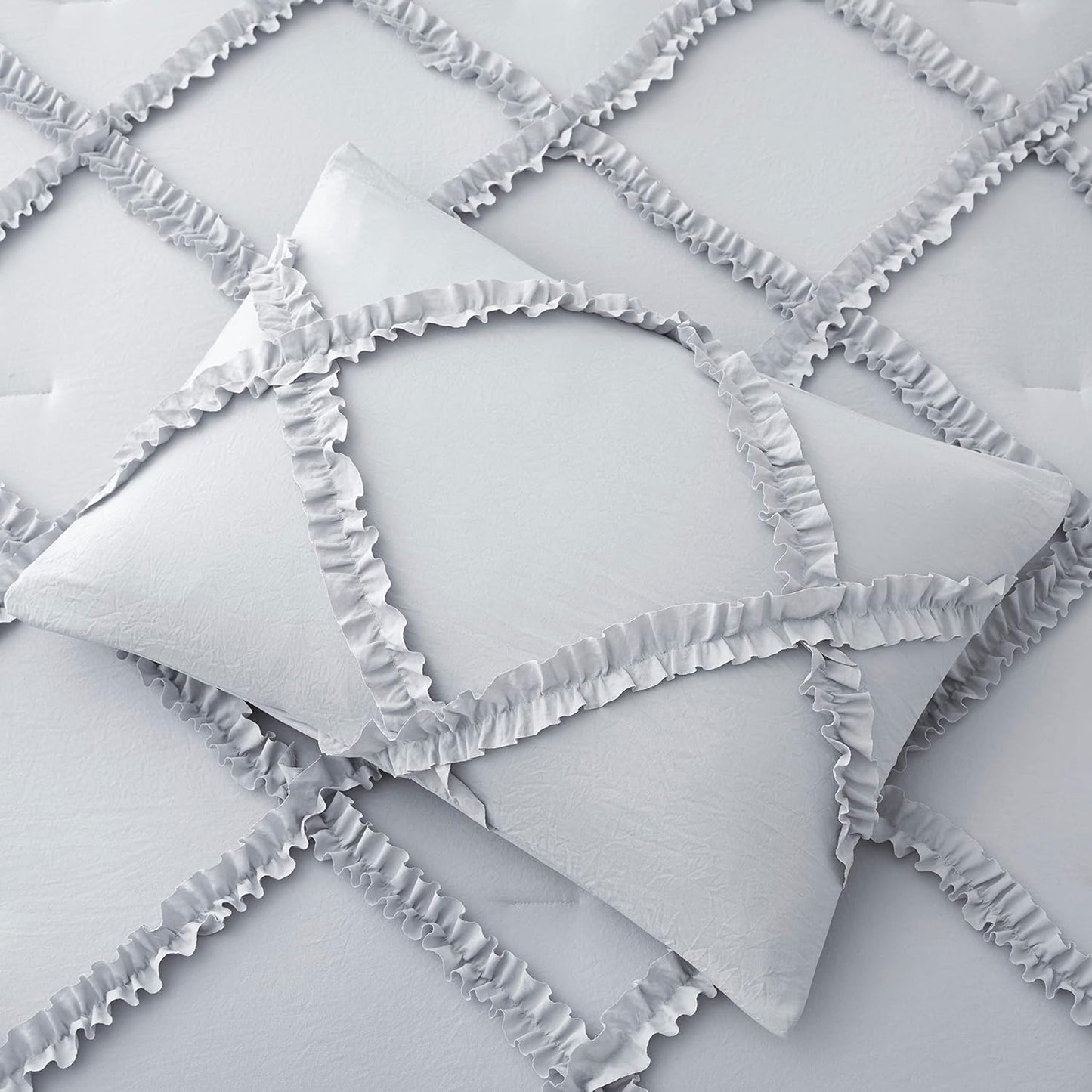 Bonlino Tufted Light Grey Comforter Set Soft Bedding Fluffy TWIN Size NEW