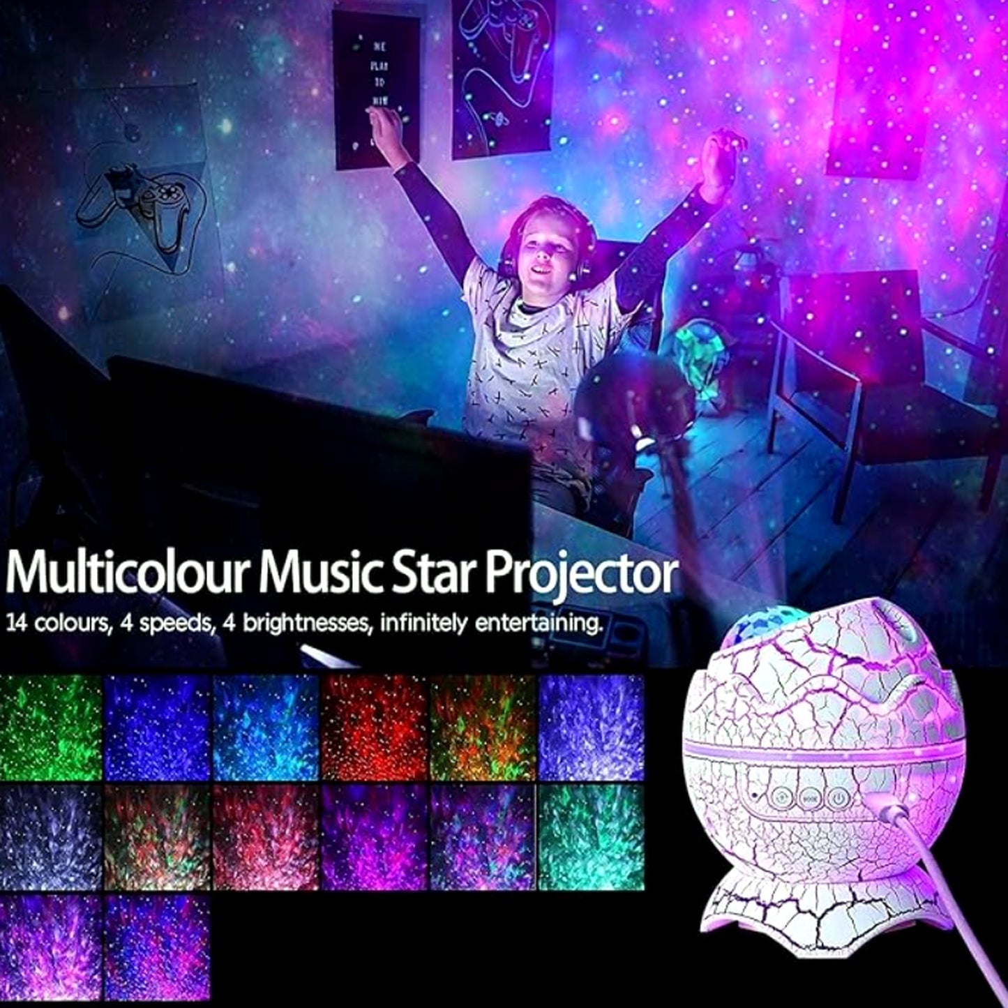 QingHong Dinosaur Night Lights Egg Galaxy Projector Starry Night Light with NEW
