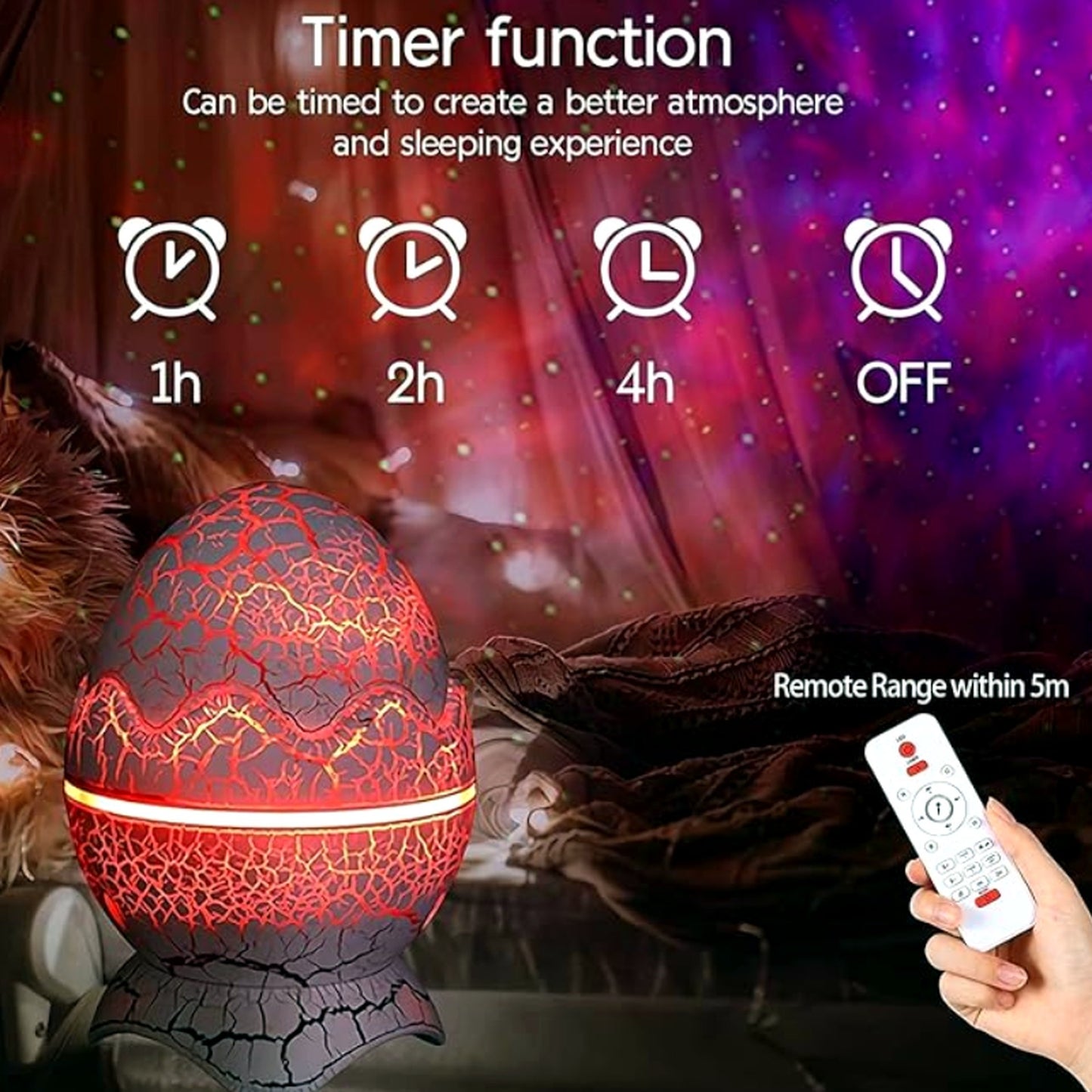 QingHong Dinosaur Night Lights Egg Galaxy Projector Starry Night Light with NEW