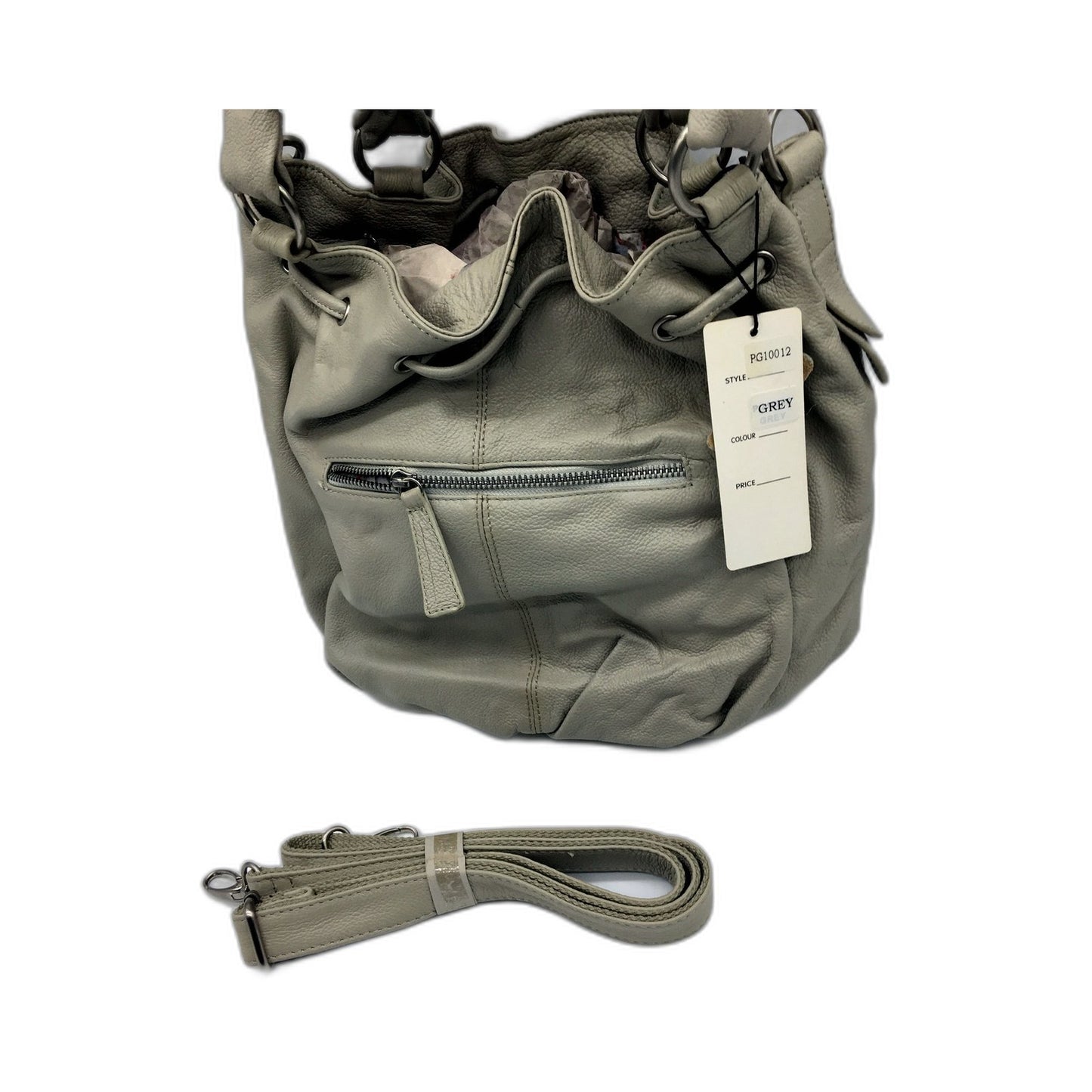 Poppy Green Leather Hobo Handbag Womens Genuine Leather Grey Hobo Handbag NEW