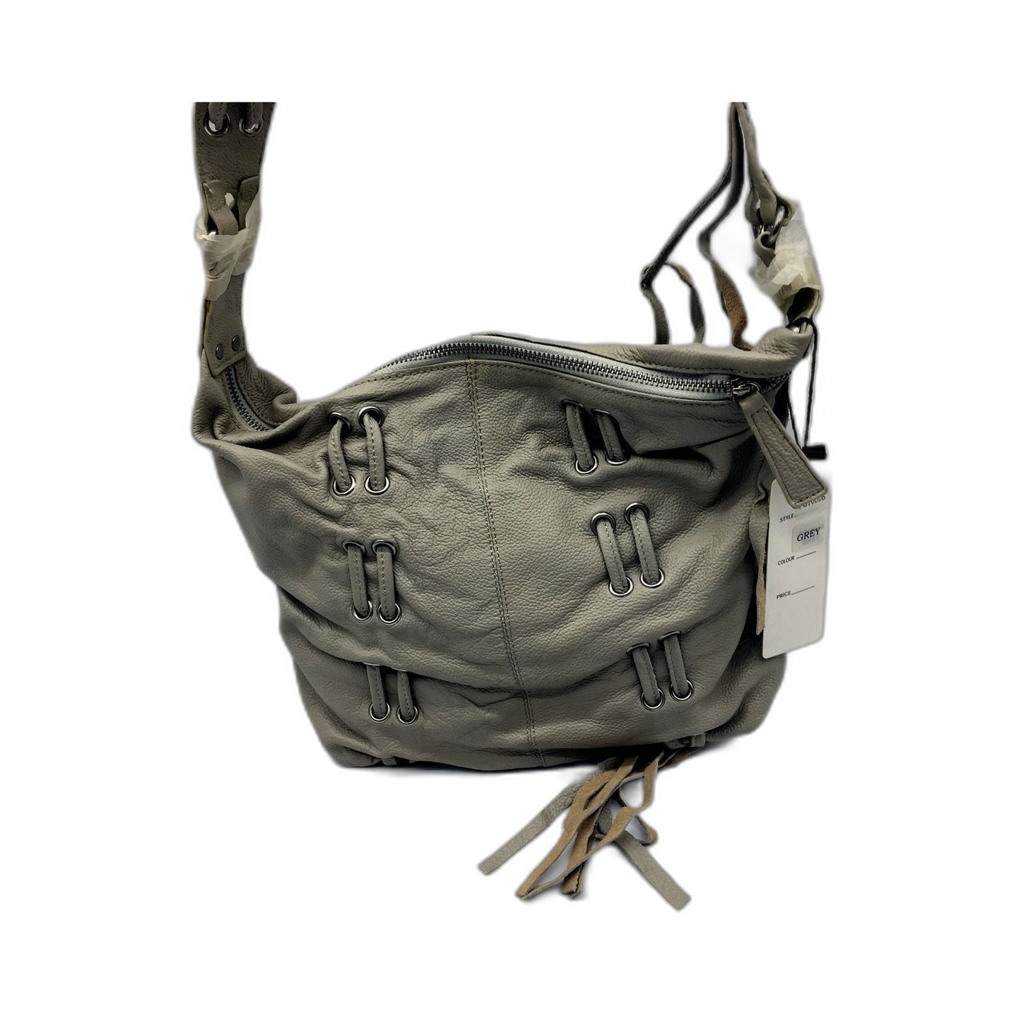 Poppy Green Womens Leather Hobo Handbag - Stylish Grey Versatile Chic NEW