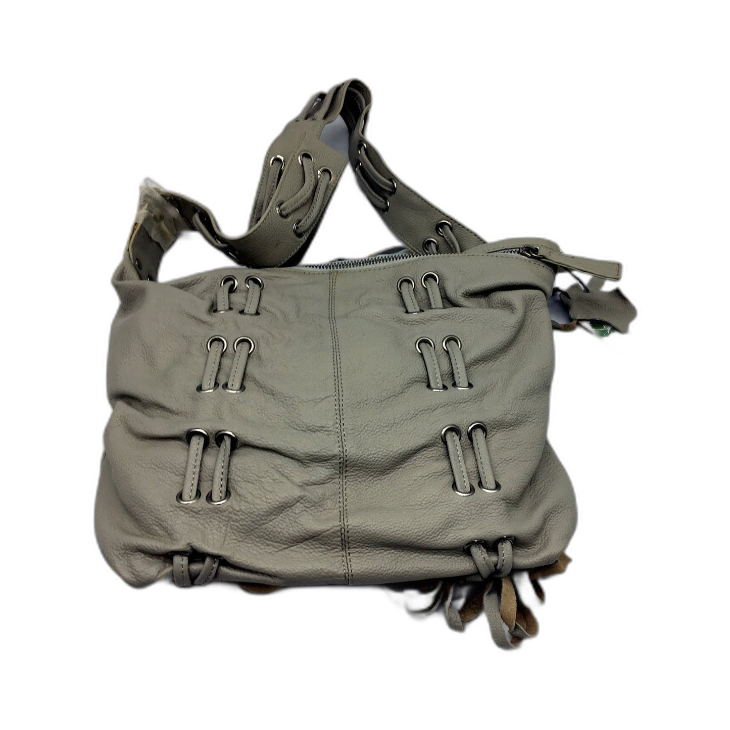 Poppy Green Womens Leather Hobo Handbag - Stylish Grey Versatile Chic NEW