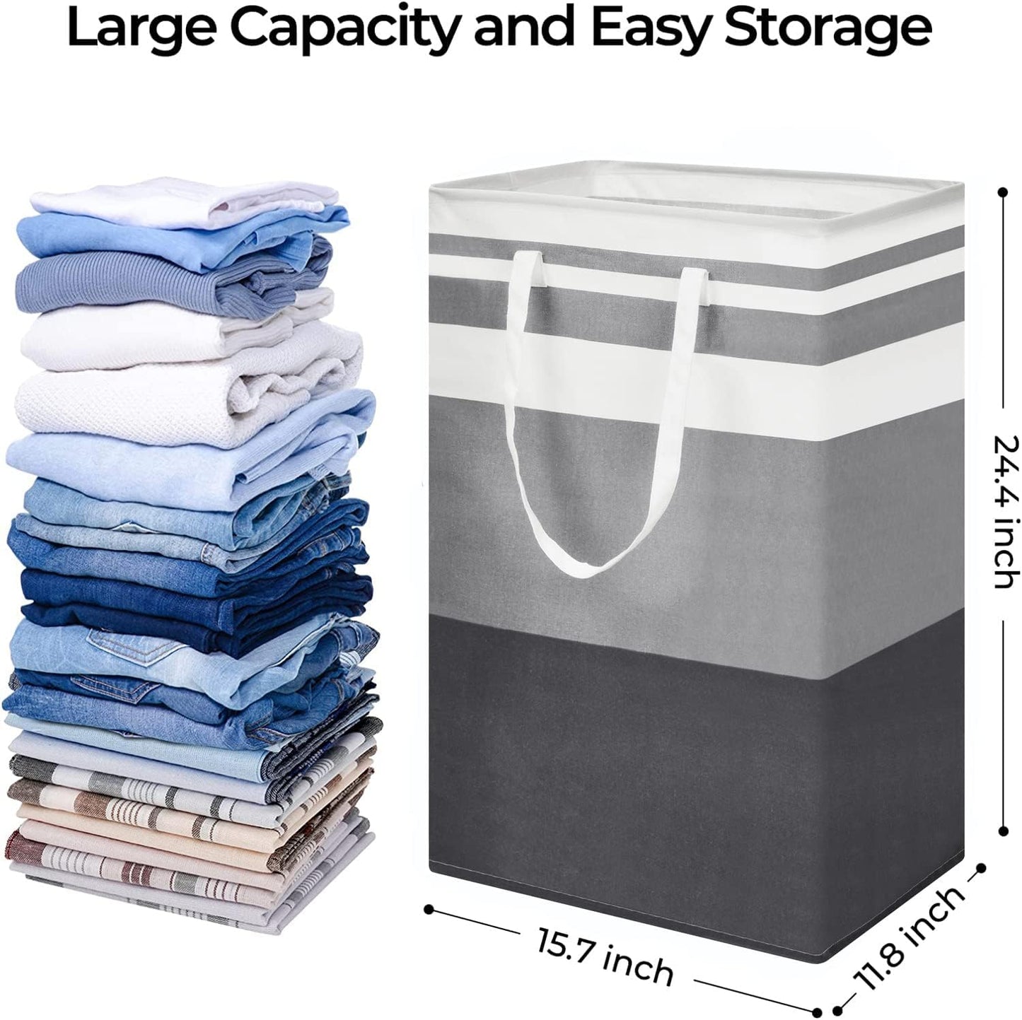 ALINK Large Laundry Bags 75L Collapsible 2Piece Grey Hamper Baskets NEW