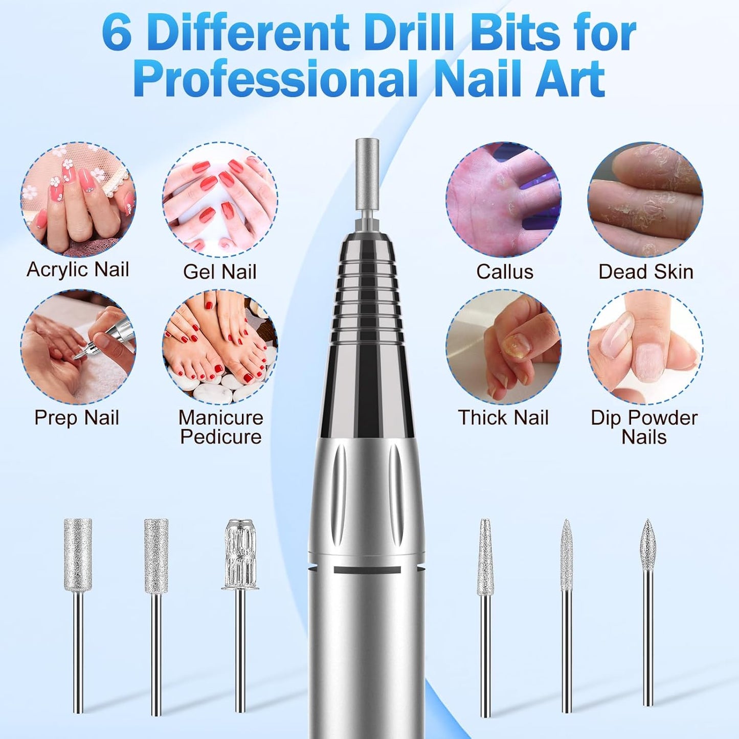 NAILGIRLS T17 35000RPM Electric Nail Drill White & Drill & Bit Pack NEW