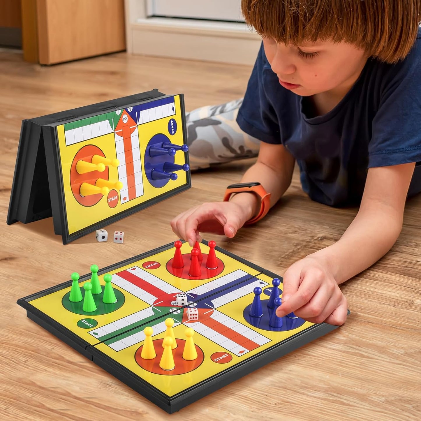 ZUNIPLEX Magnetic Board Games Foldable Flying Chess Dice Board Game for DEMO