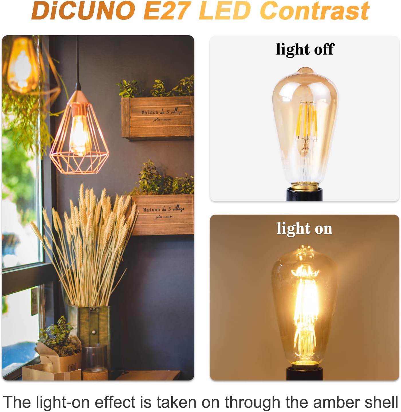 DiCUNO Vintage LED Bulbs LED Edison Bulb, 6W 60W Equivalent, Retro Antique NEW