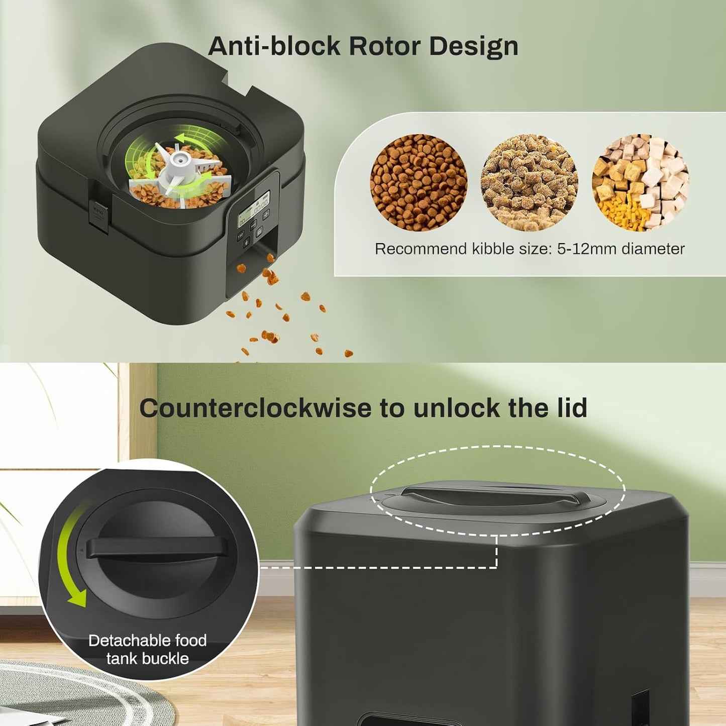ZEKIRY Automatic Pet Feeder 3L Timed Dog Cat Food Dispenser Scheduled Meals NEW