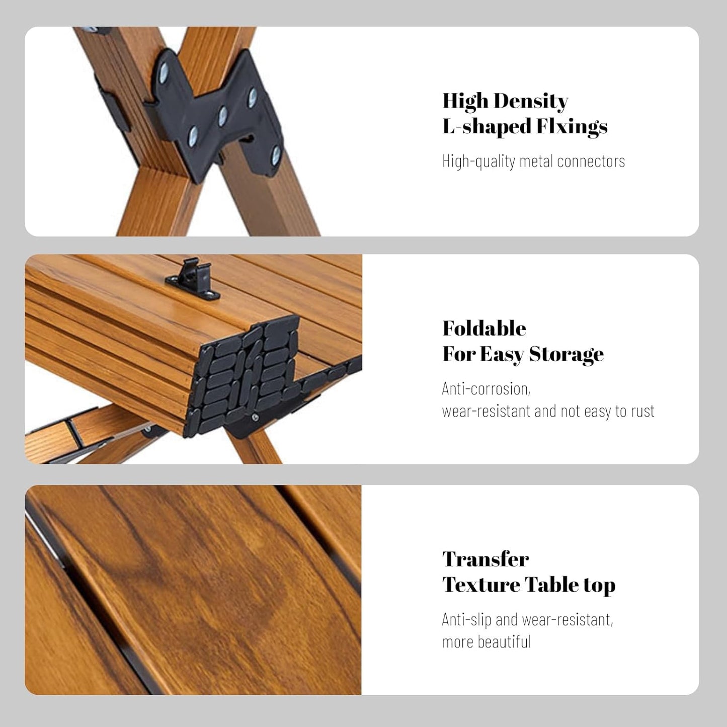 EqiEch Folding Tables Camping Table - Portable Wooden Outdoor Picnic NEW