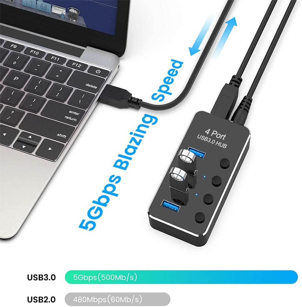 TEKERA 4-Port USB Hubs USB 3.0 Aluminum Hub Splitter for Laptops, PCs, and DEMO