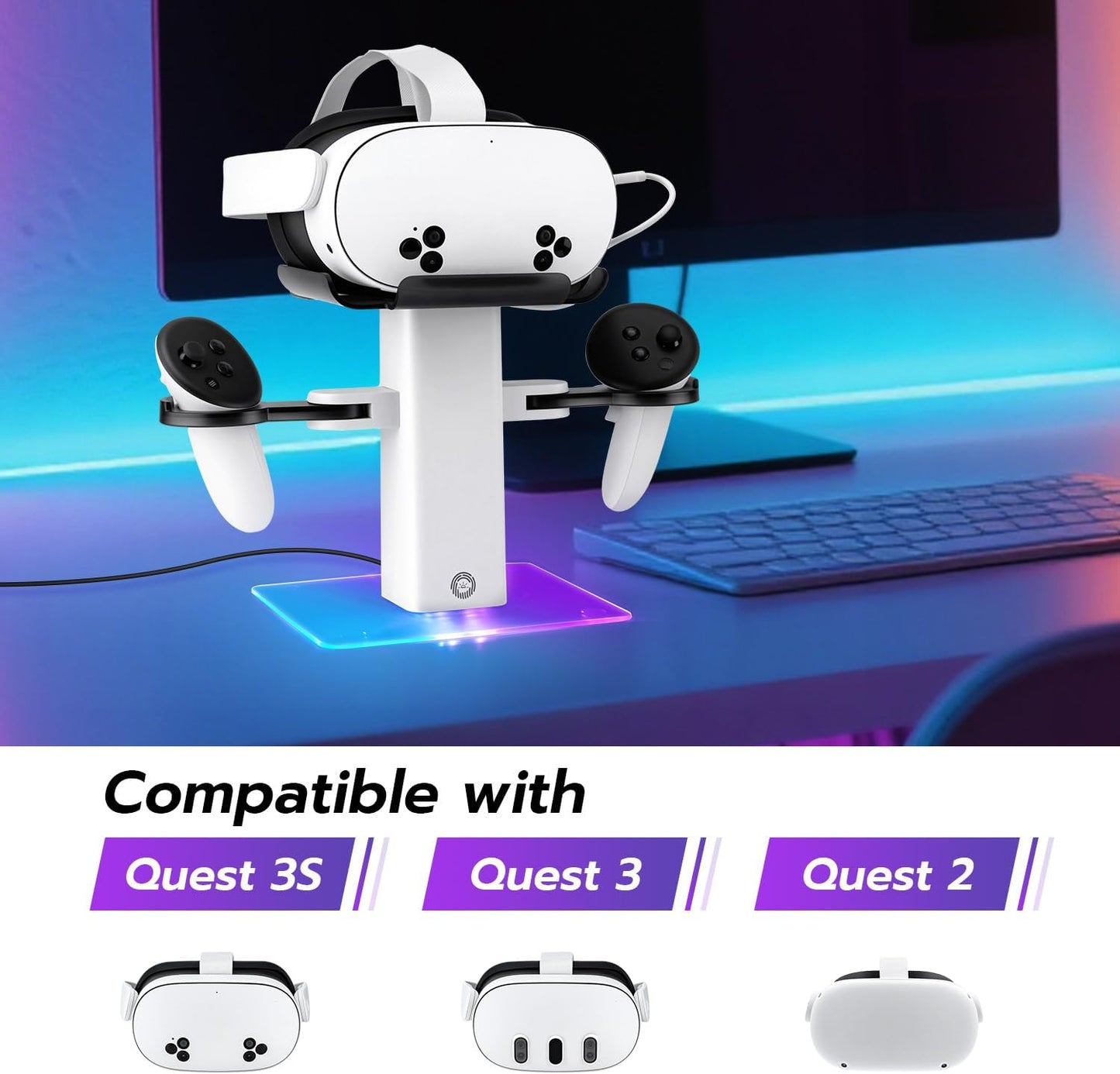 Mcbazel 15W Fast Vertical Charging Stand for Meta Quest 3S/3/2 VR Headset DEMO