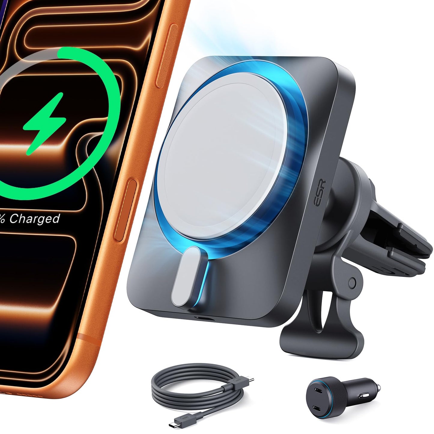 ESR 15W Automobile Chargers MagSafe Car Mount Charger with CryoBoost for NEW