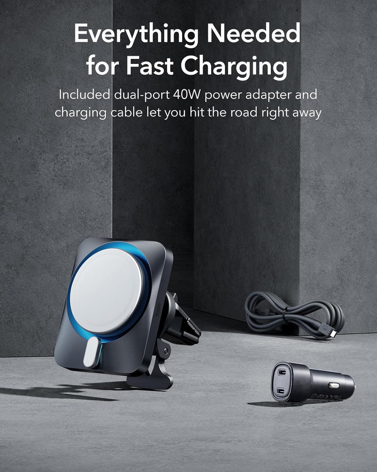 ESR 15W Automobile Chargers MagSafe Car Mount Charger with CryoBoost for NEW
