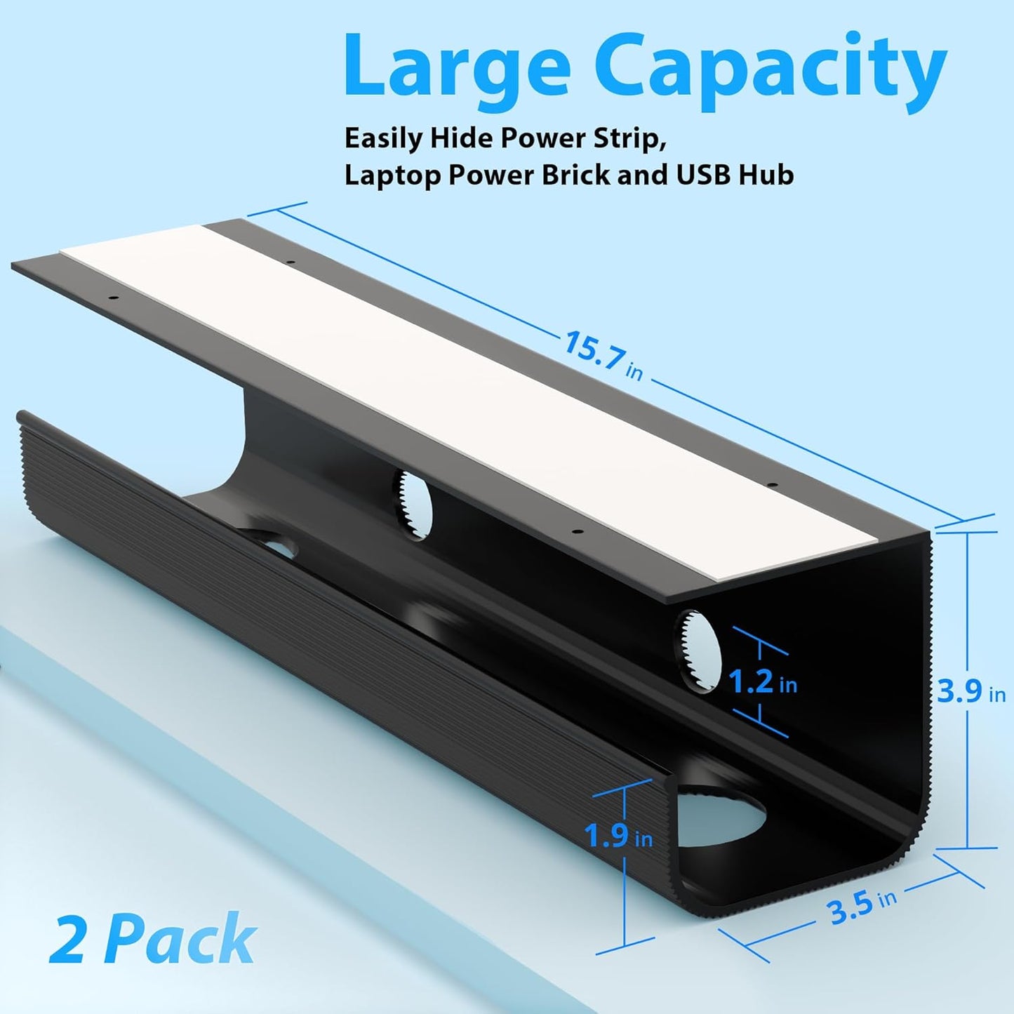 ZhiYo Large Capacity Cable Management Tray 2 Pack Under Desk Organizer DEMO