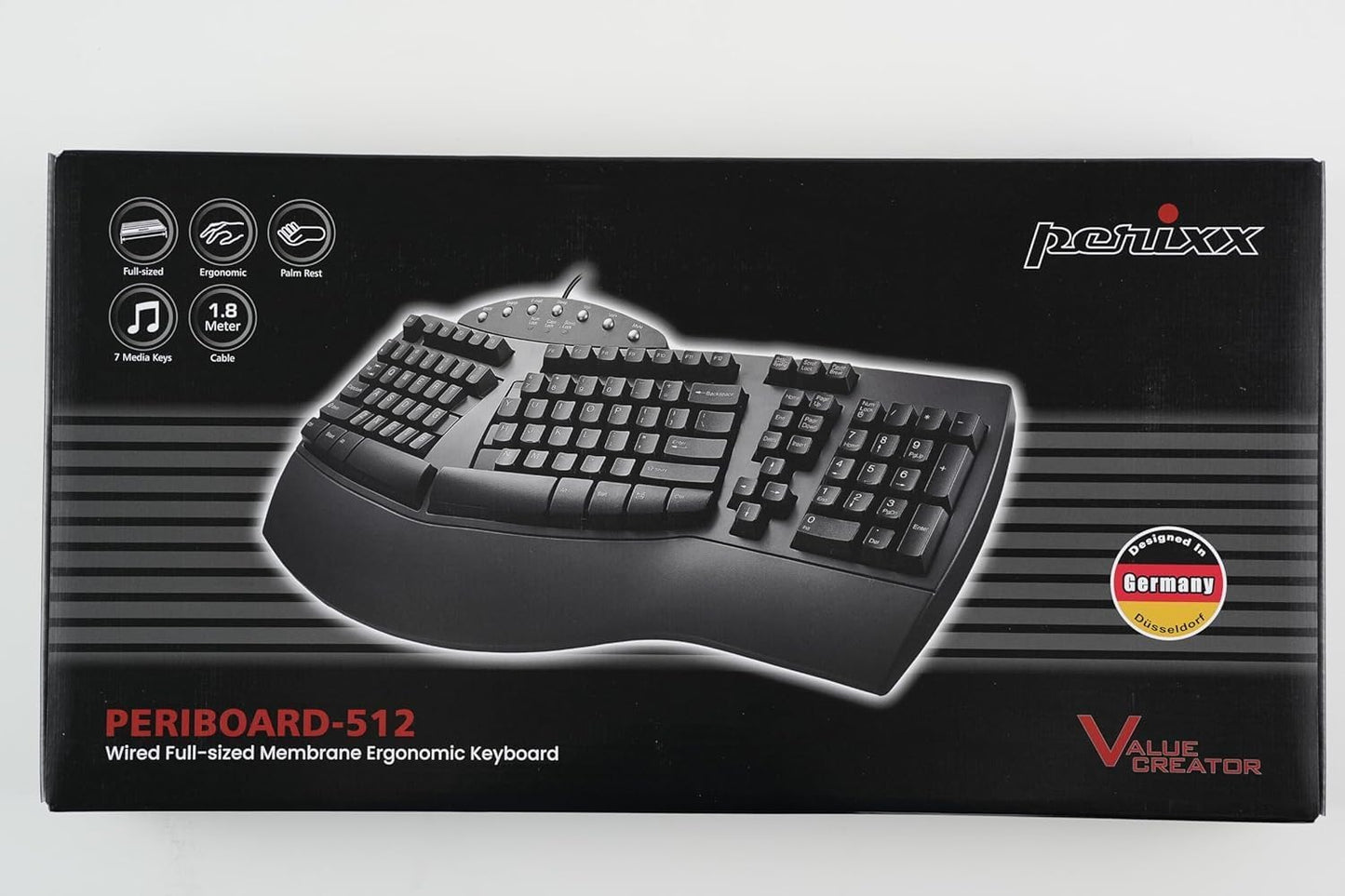 Perixx Ergonomic Keyboard and Vertical Mouse Combo - Black USB Set NEW