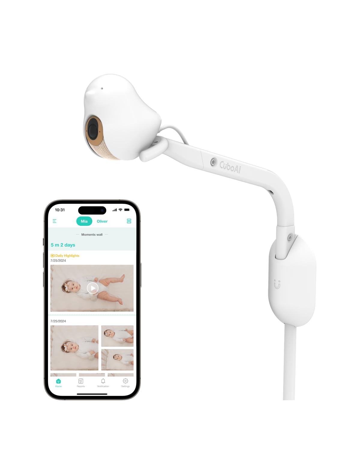 CüboAi Smart Baby Monitor with Sleep Safety Alerts for Covered Face and NEW