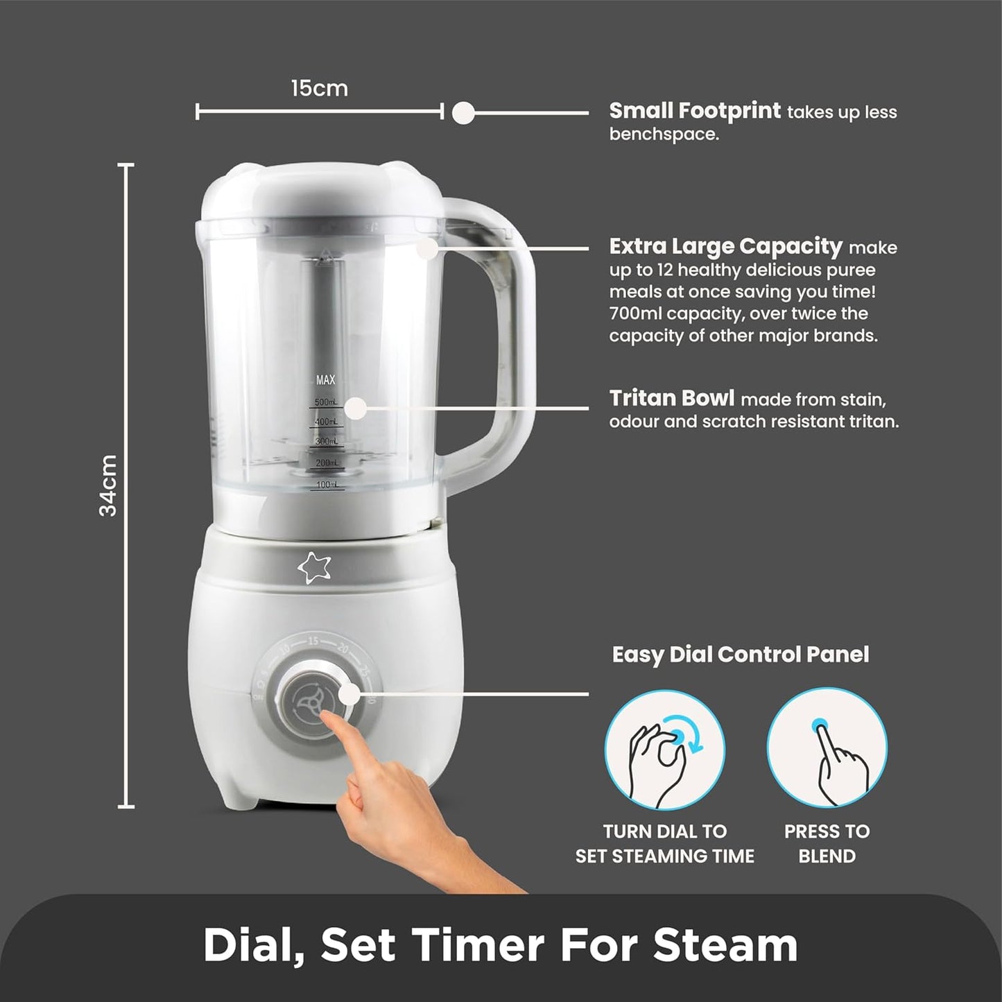 Cherub Baby Easycook 4-in-1 Food Maker Steamer Blender Sterilizer Bottle NEW