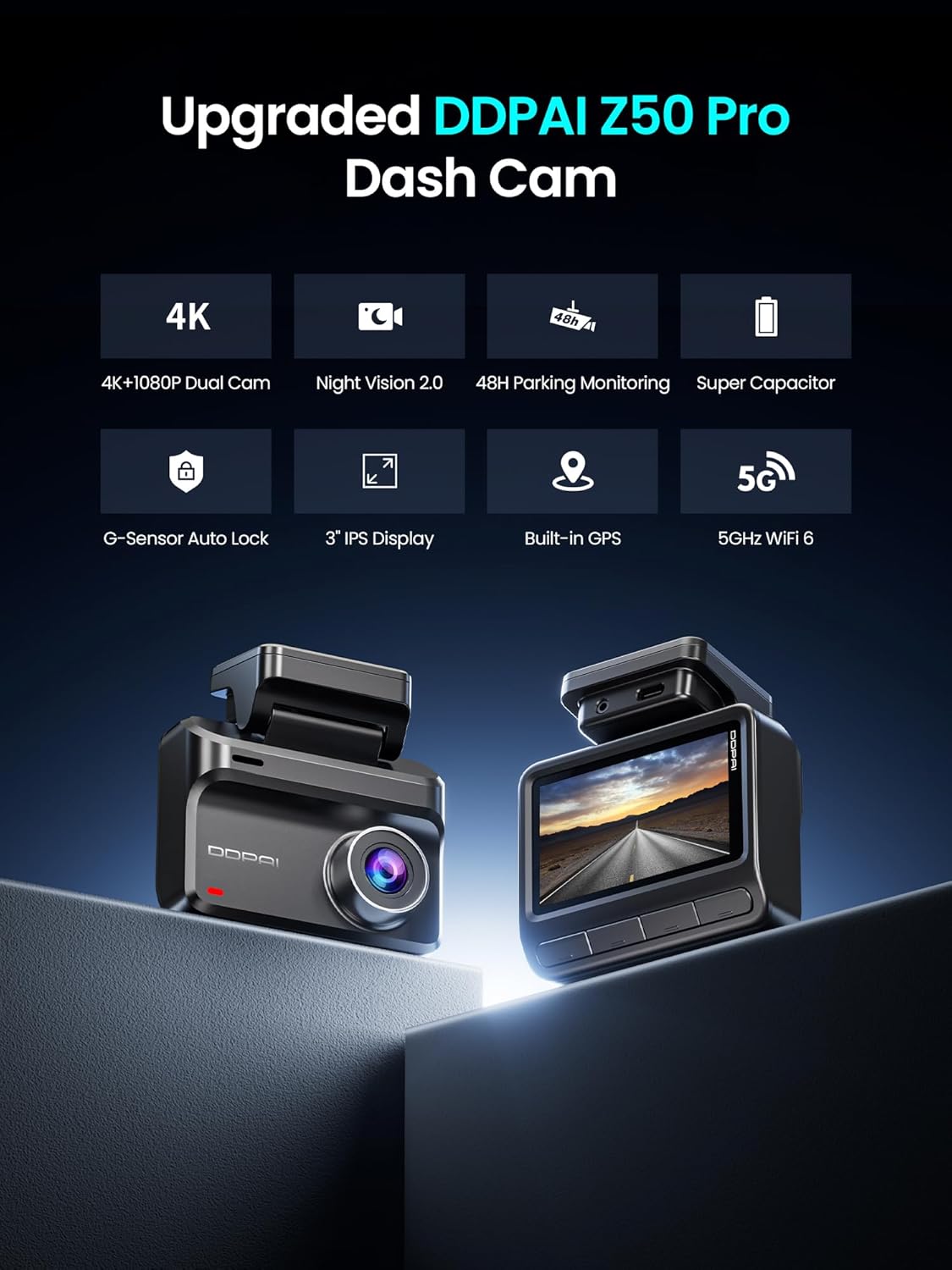 ddpai 4K+1080P On-Dash-Monitoring Dual Dash Camera Front and Rear for Cars DEMO