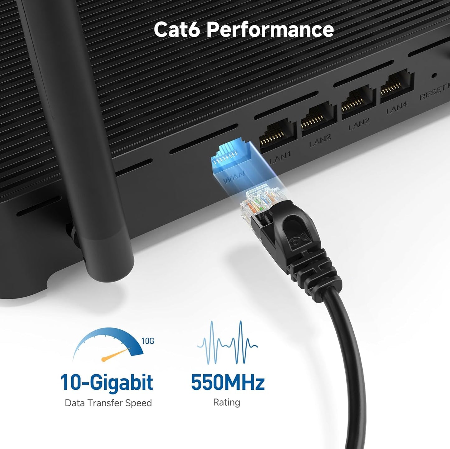 Cable Matters Ultra Thin Cat6 Ethernet Cable, 3m Snagless Black Cord for DEMO