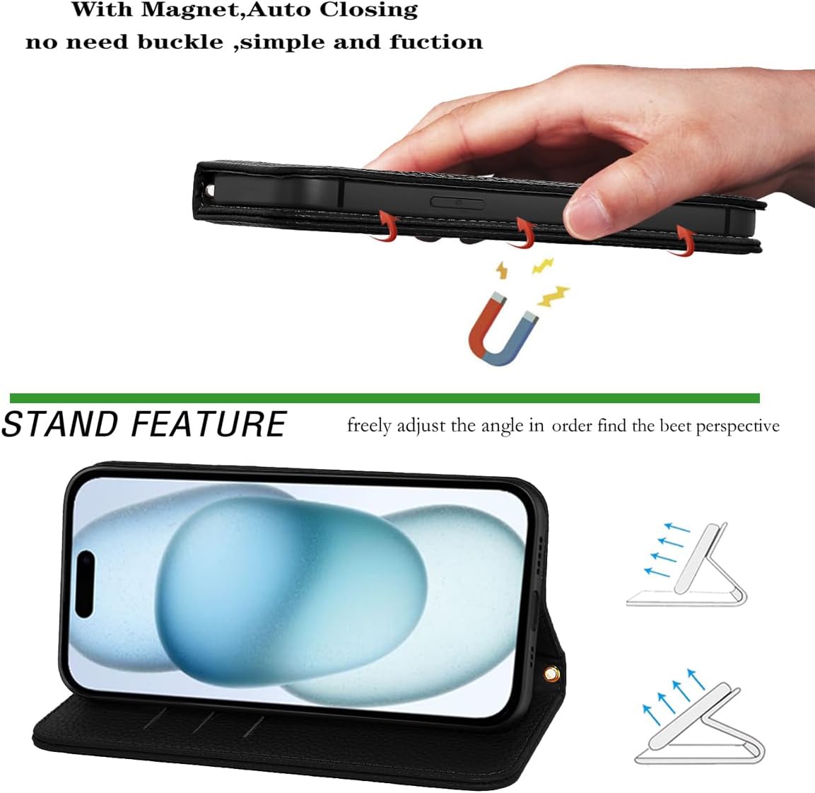NanHou RFID Blocking Leather Flip Wallet Case with Magnetic Closure DEMO
