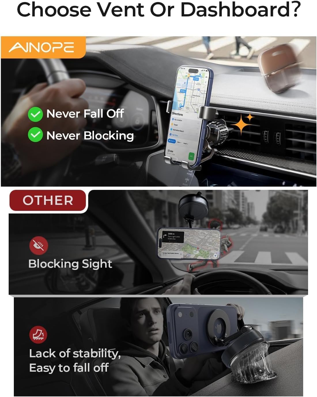 AINOPE Gravity Accessories Air Vent Car Phone Holder Mount Adjustable DEMO