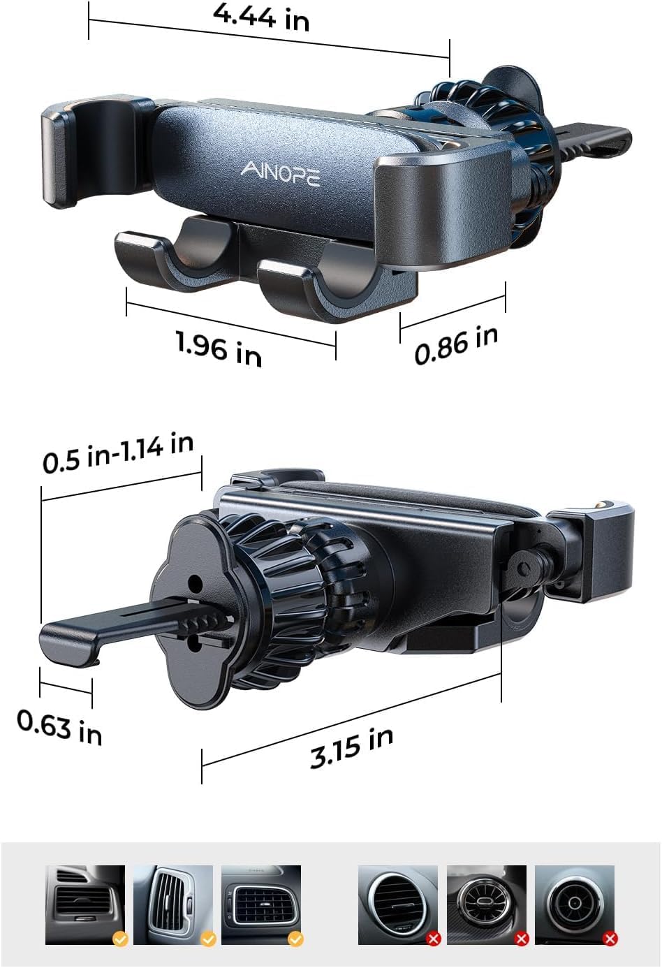 AINOPE Gravity Accessories Air Vent Car Phone Holder Mount Adjustable DEMO
