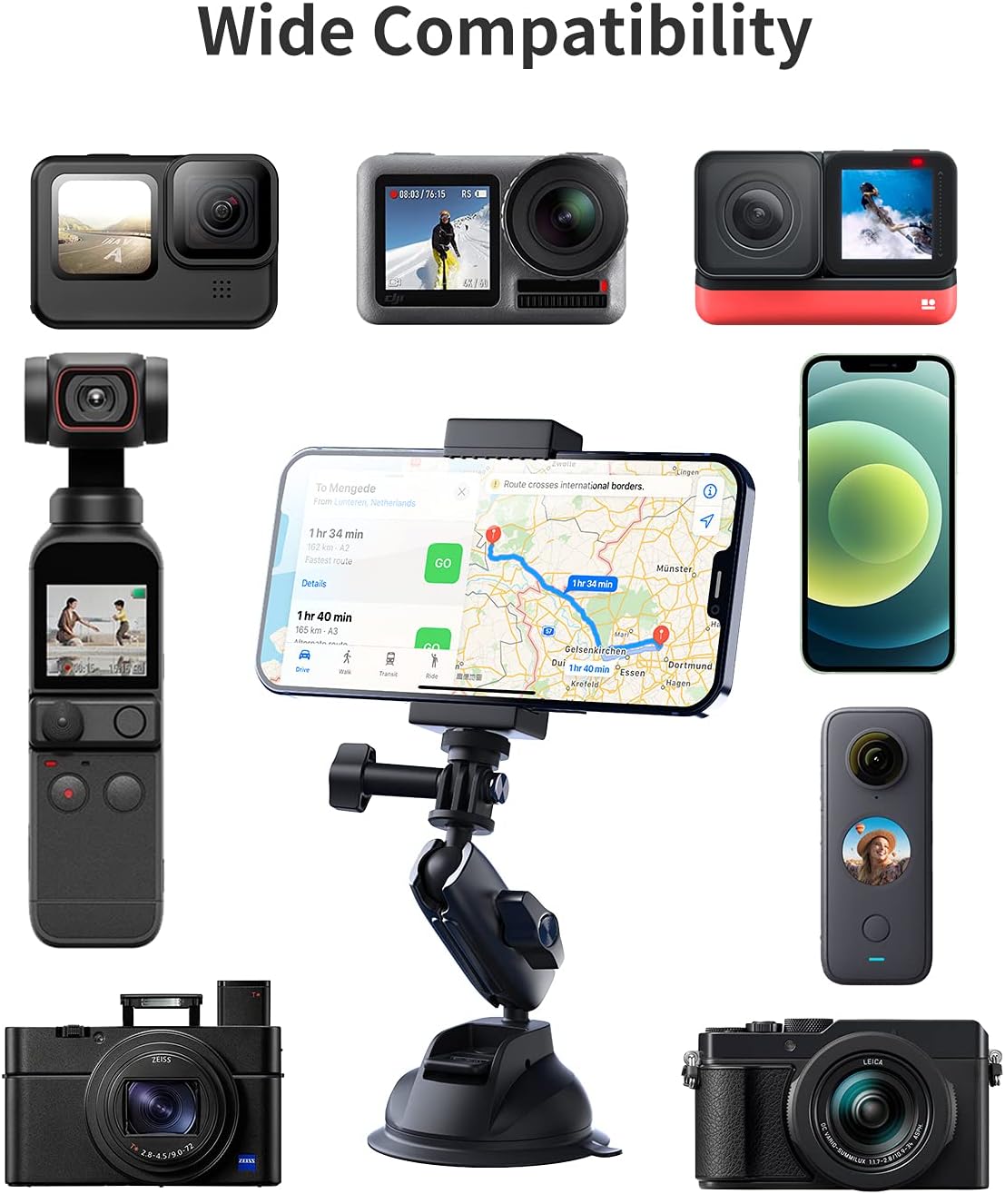 TELESIN 360 Rotation Suction Cup Car Mount Tripod Adapter Phone Holder DEMO