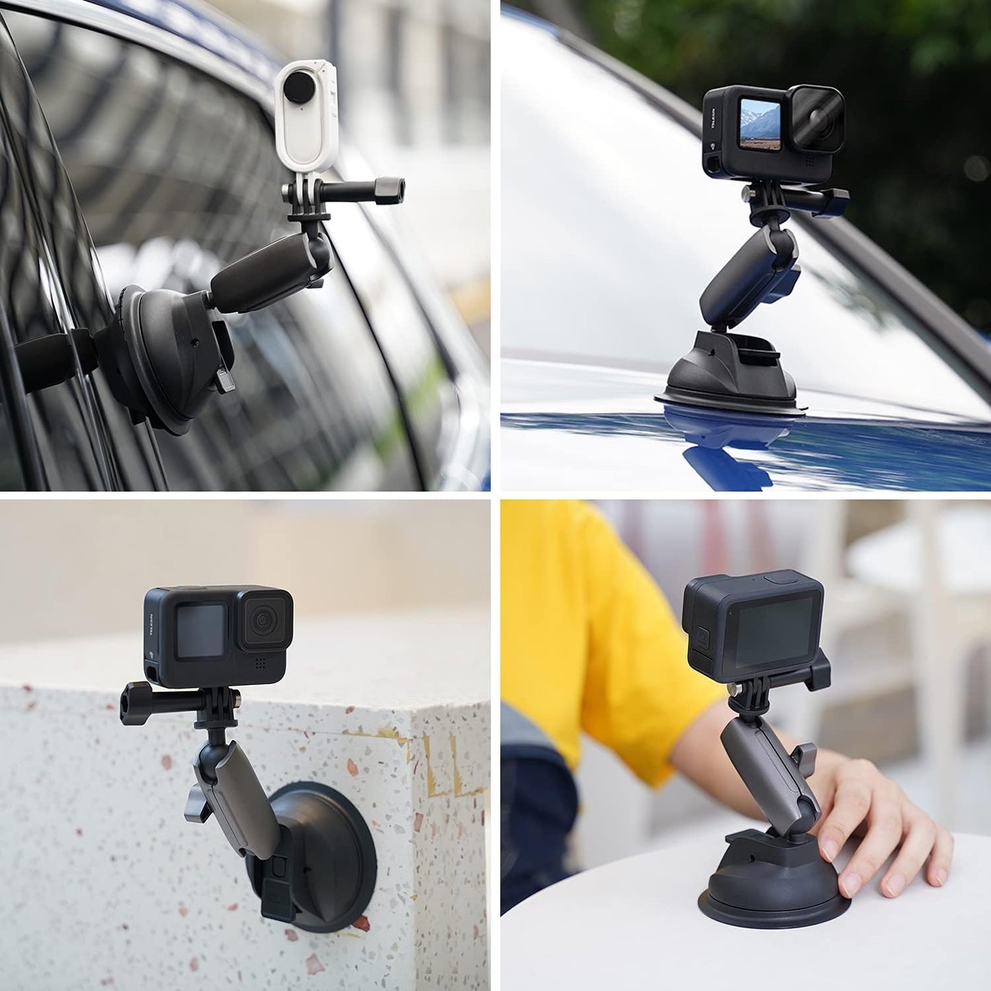 TELESIN 360 Rotation Suction Cup Car Mount Tripod Adapter Phone Holder DEMO