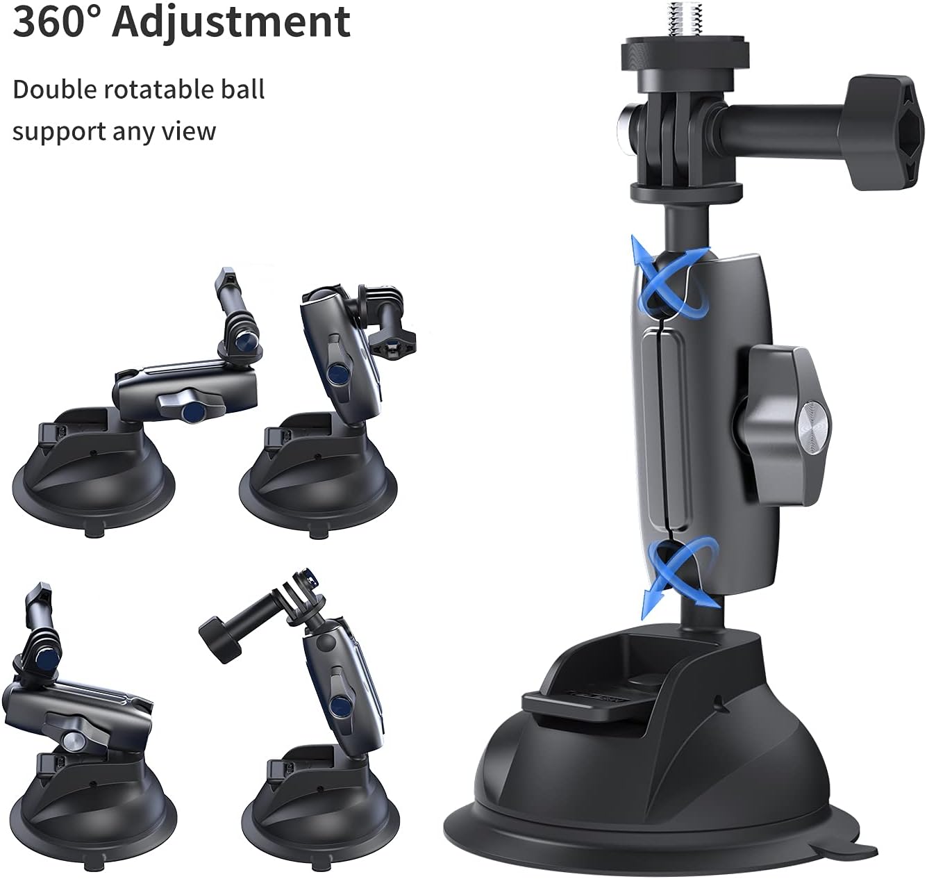 TELESIN 360 Rotation Suction Cup Car Mount Tripod Adapter Phone Holder DEMO