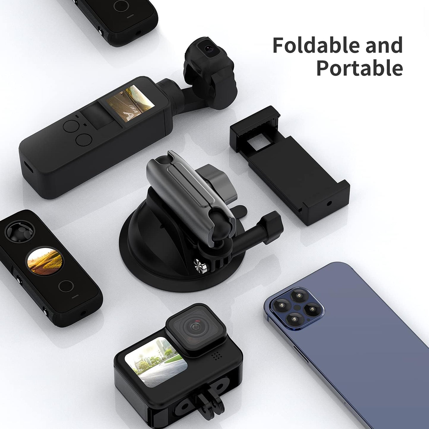 TELESIN 360 Rotation Suction Cup Car Mount Tripod Adapter Phone Holder DEMO