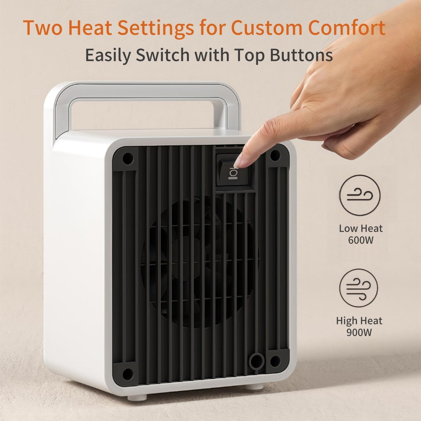 Ventika 900W Heating Energy Efficient Quiet White Portable Space Heater DEMO