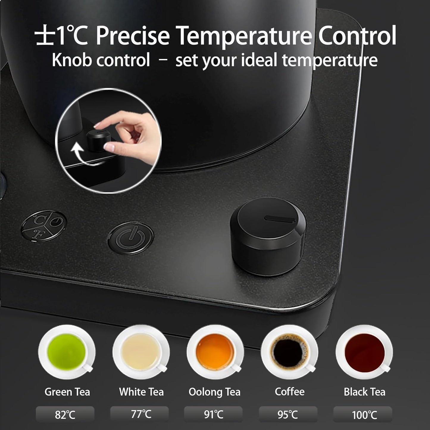 Ryvonx Electric Kettle with Temperature Control LCD Display 1L Stainless DEMO