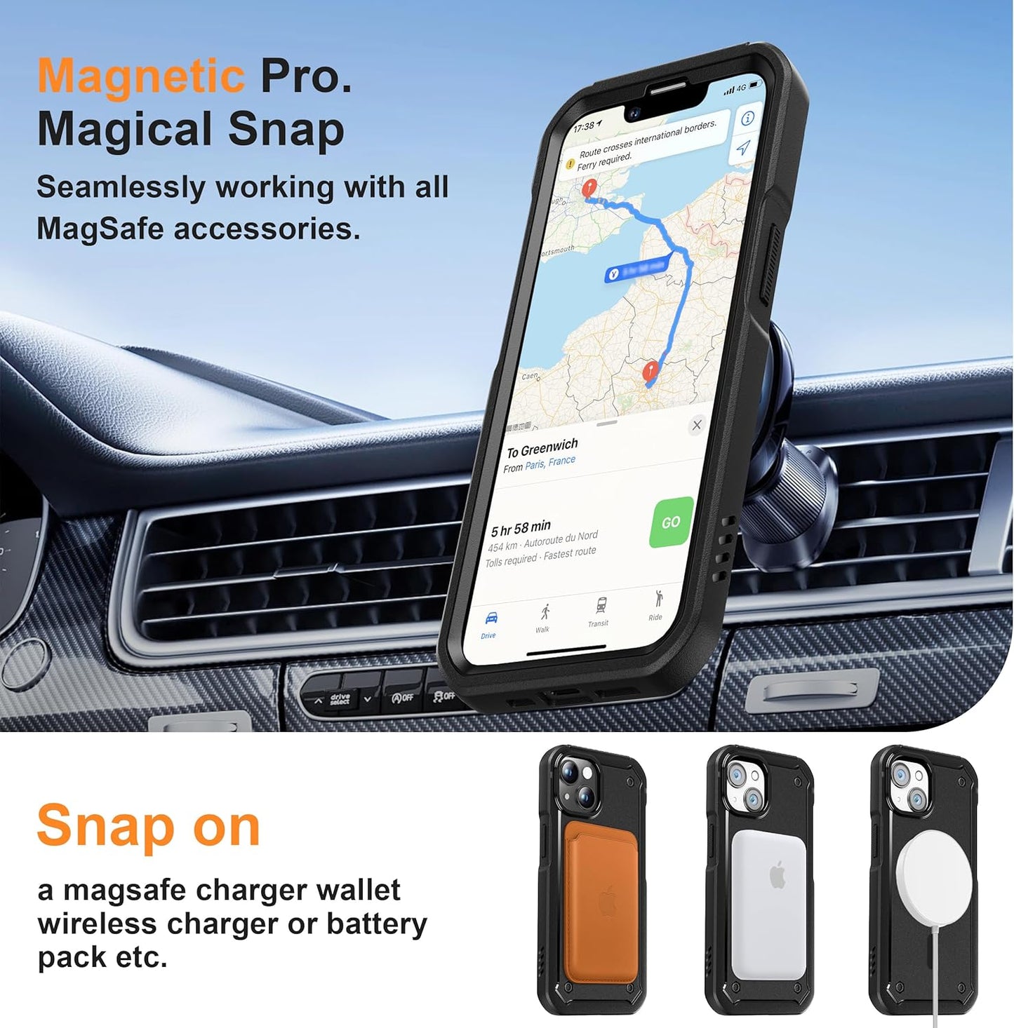 ORETECH Magnetic Basic Cases iPhone 14 Case with 2 Screen Protectors Heavy NEW