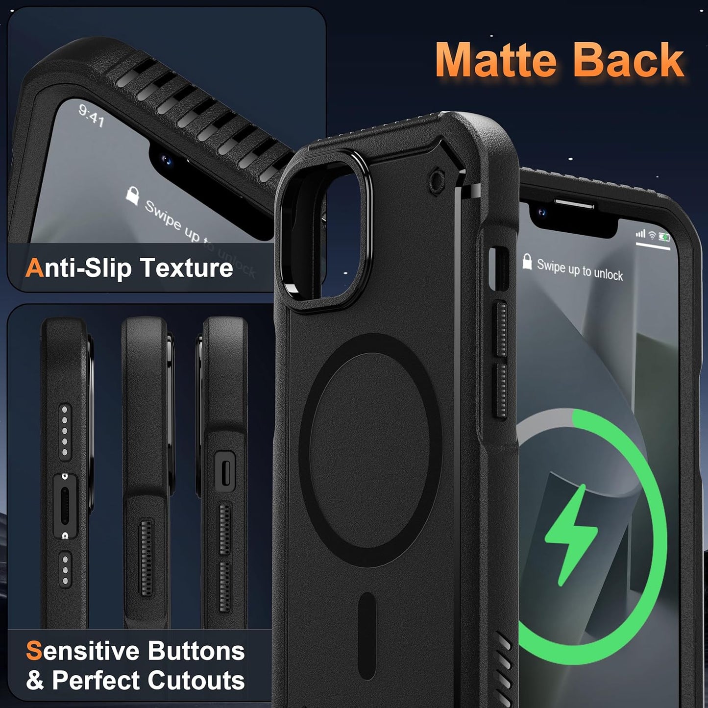 ORETECH Magnetic Basic Cases iPhone 14 Case with 2 Screen Protectors Heavy NEW