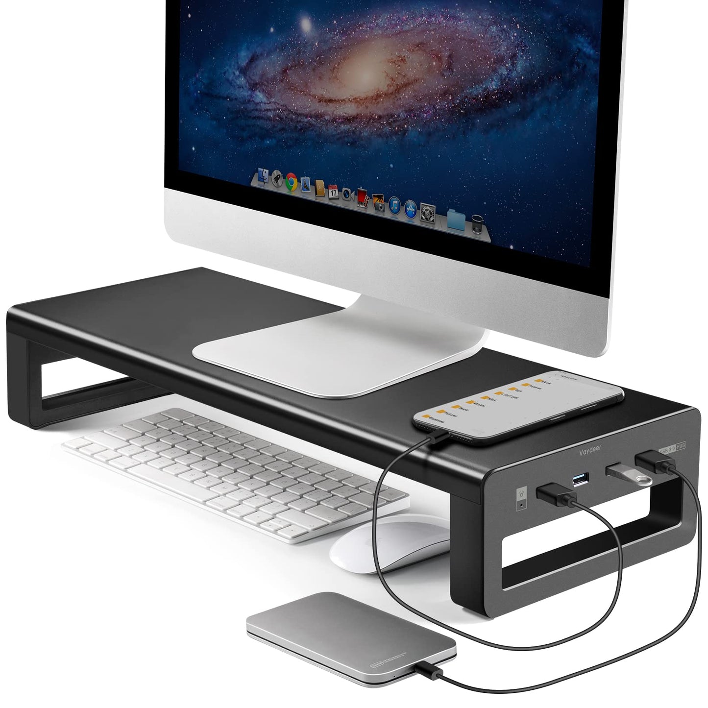 VAYDEER USB 3.0 Monitor Stand Metal Riser with Hub for Data Transfer & DEMO