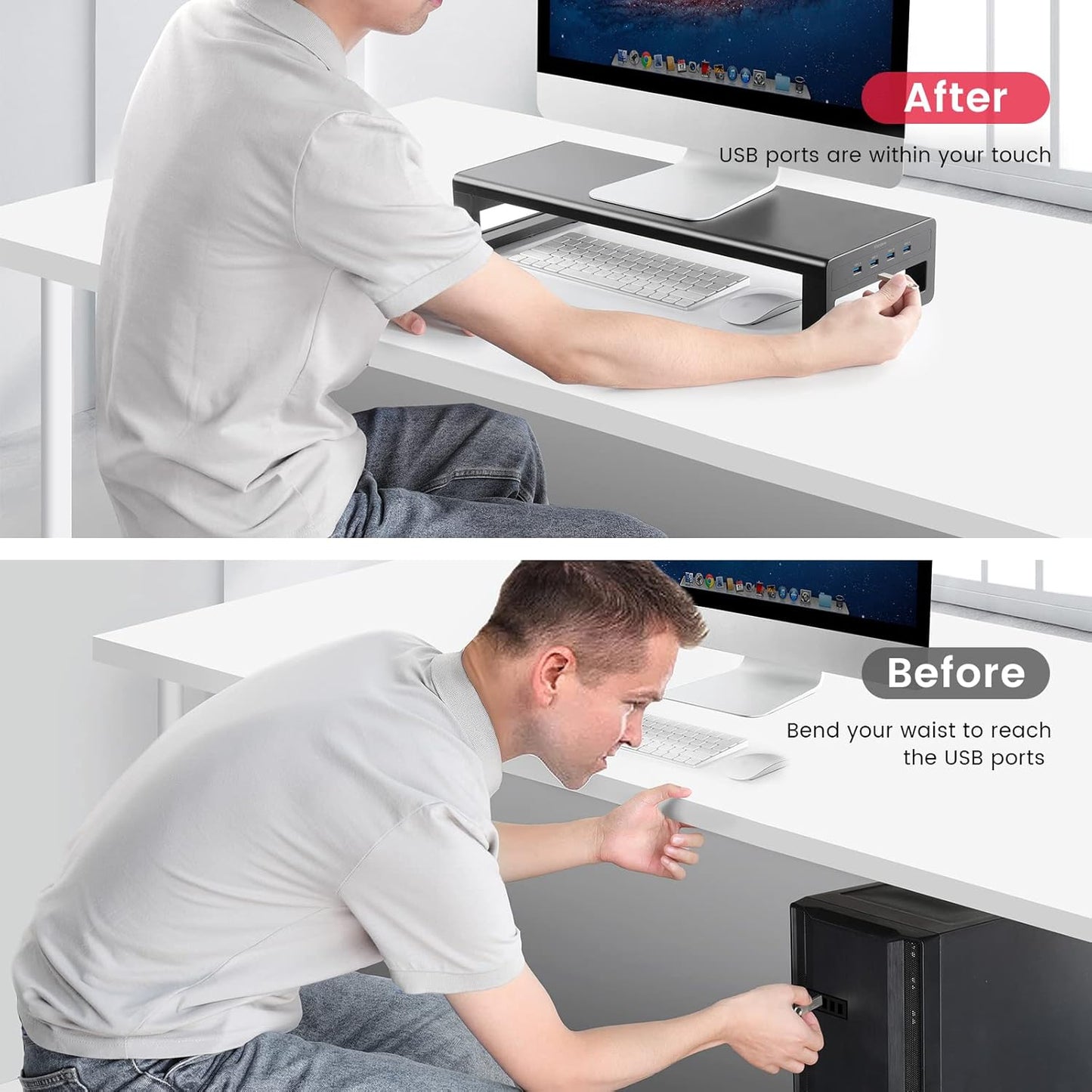 VAYDEER USB 3.0 Monitor Stand Metal Riser with Hub for Data Transfer & DEMO