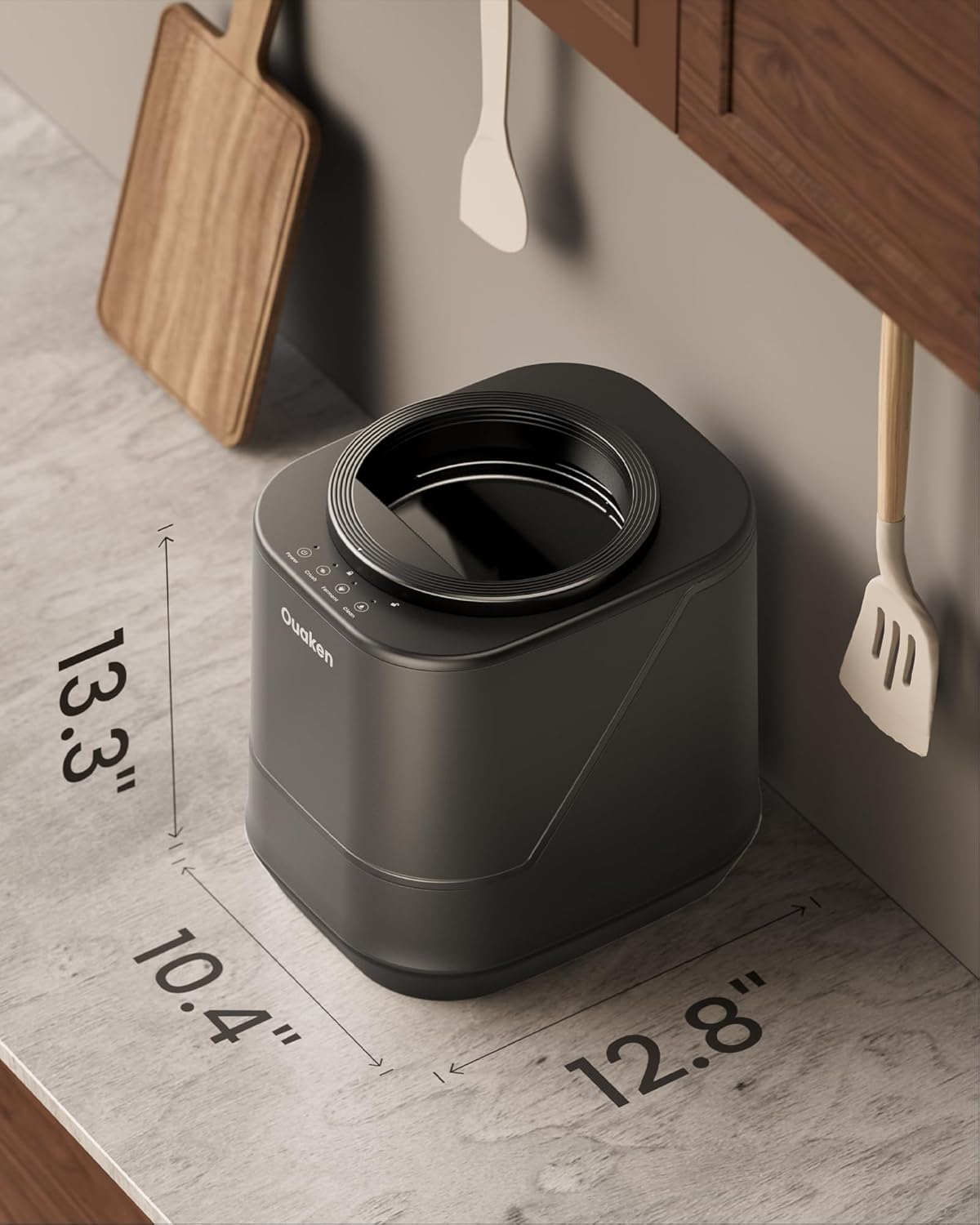 Ouaken Smart Countertop Compost Bin Odorless Low Waste Recycling Black DEMO