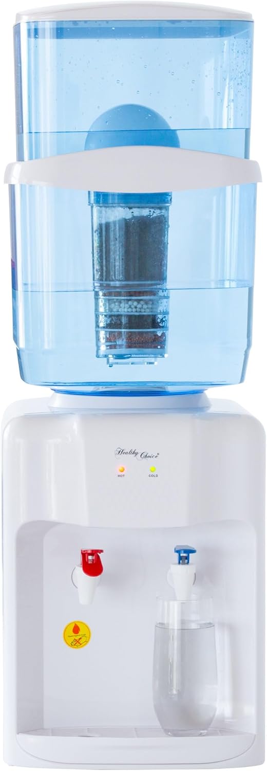 HEALTHY CHOICE Jugs Dual-Tap Water Dispenser Hot and Cold Compact Blue Jug DEMO