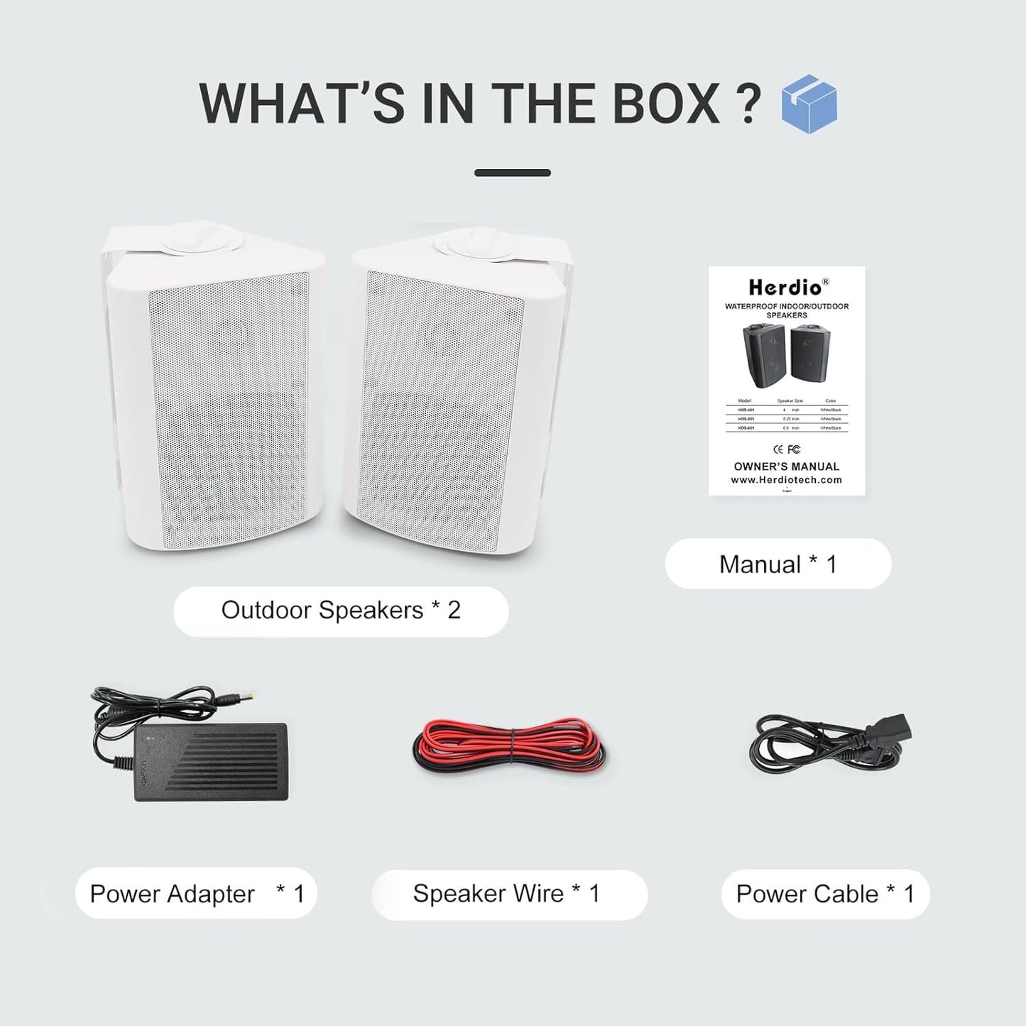 Herdio Outdoor Bluetooth Speakers - Waterproof 4" 200W Wall Mounted White NEW